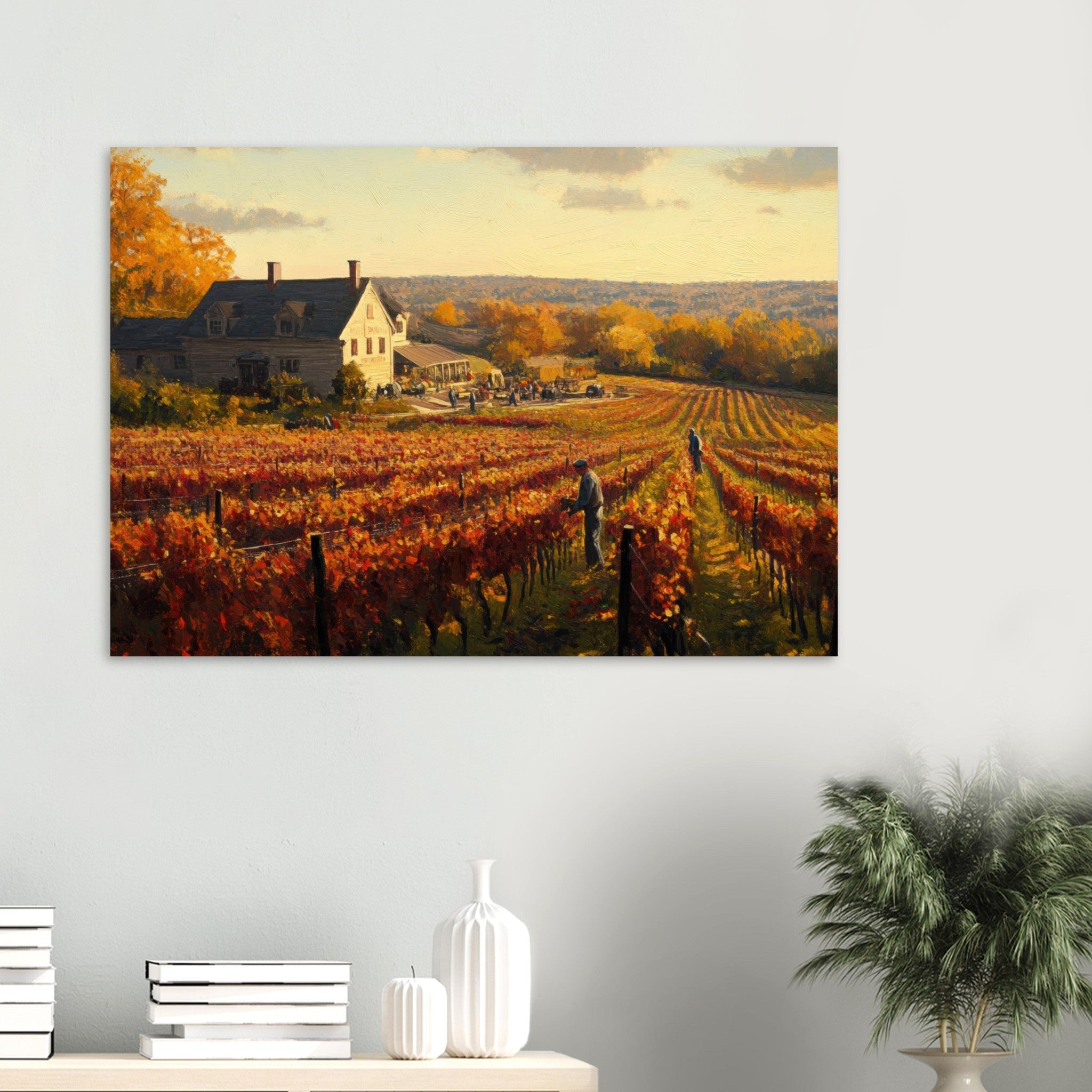 Aluminum Print Landscape - Autumn Vineyard Harvest A picturesque vineyards 3 - Shop Ai Art WebShop - Digital Art online Store