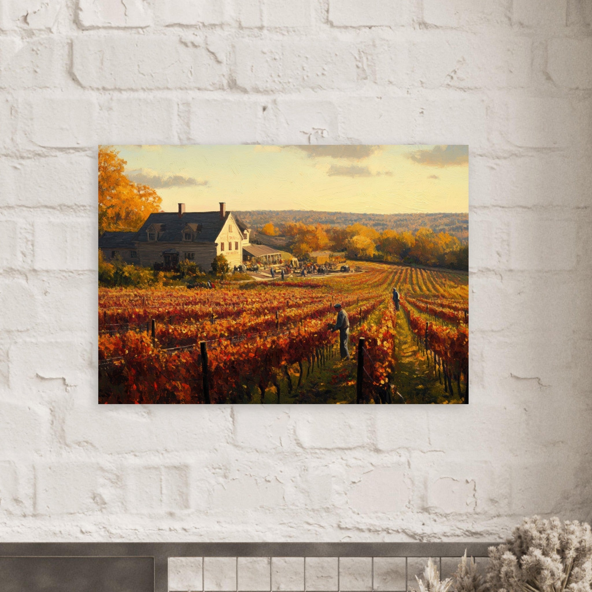 Aluminum Print Landscape - Autumn Vineyard Harvest A picturesque vineyards 3 - Shop Ai Art WebShop - Digital Art online Store