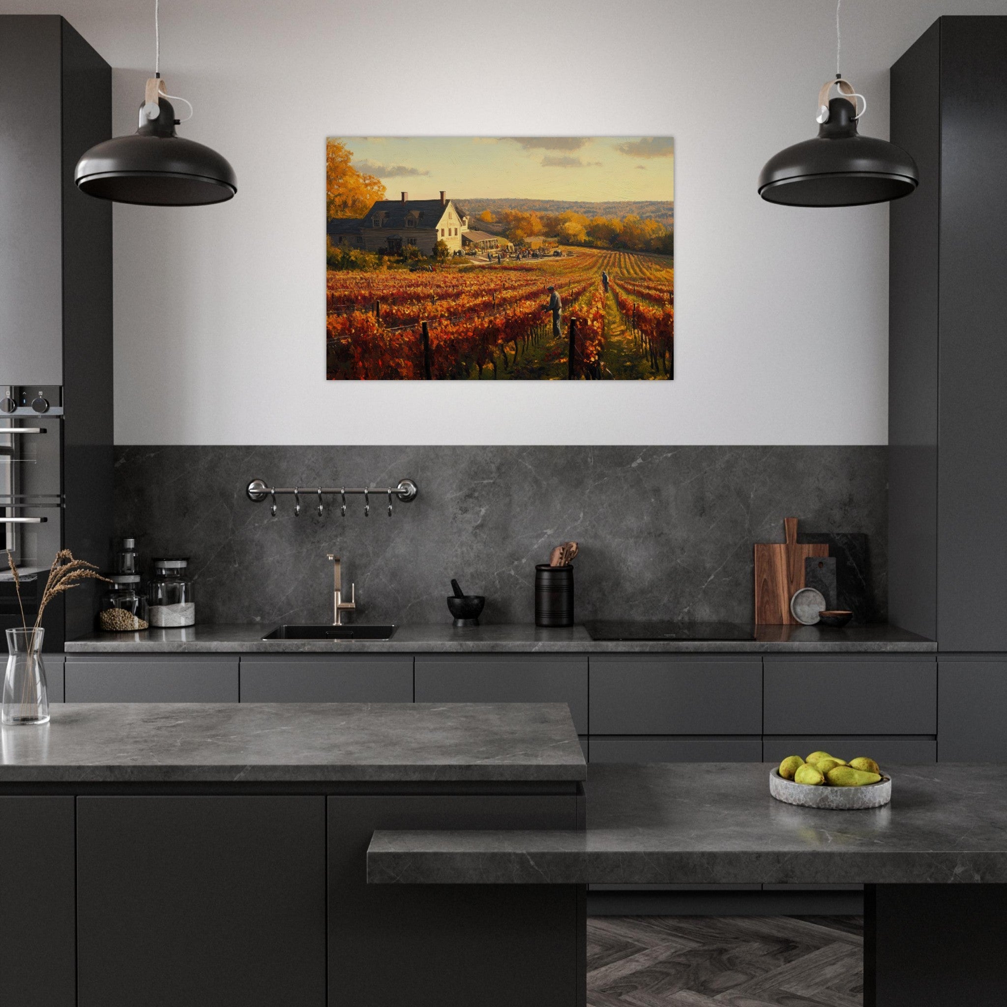 Aluminum Print Landscape - Autumn Vineyard Harvest A picturesque vineyards 3 - Shop Ai Art WebShop - Digital Art online Store