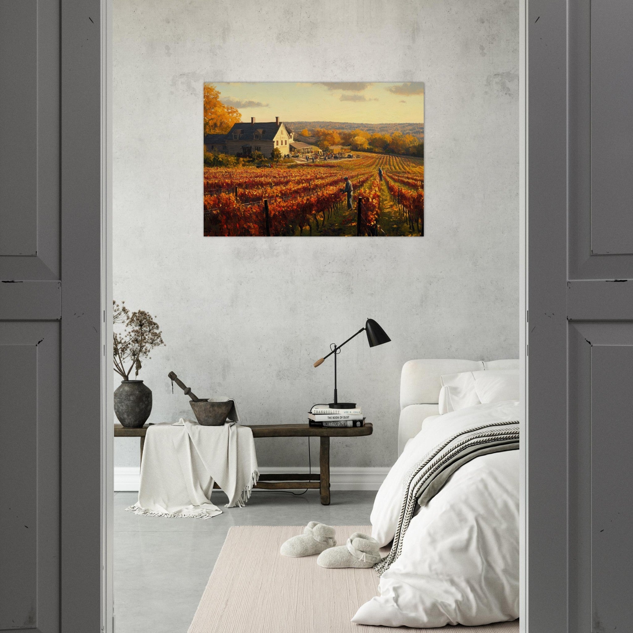 Aluminum Print Landscape - Autumn Vineyard Harvest A picturesque vineyards 3 - Shop Ai Art WebShop - Digital Art online Store