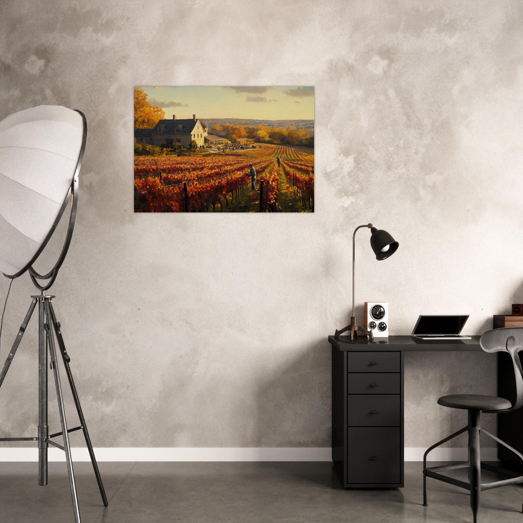 Aluminum Print Landscape - Autumn Vineyard Harvest A picturesque vineyards 3 - Shop Ai Art WebShop - Digital Art online Store