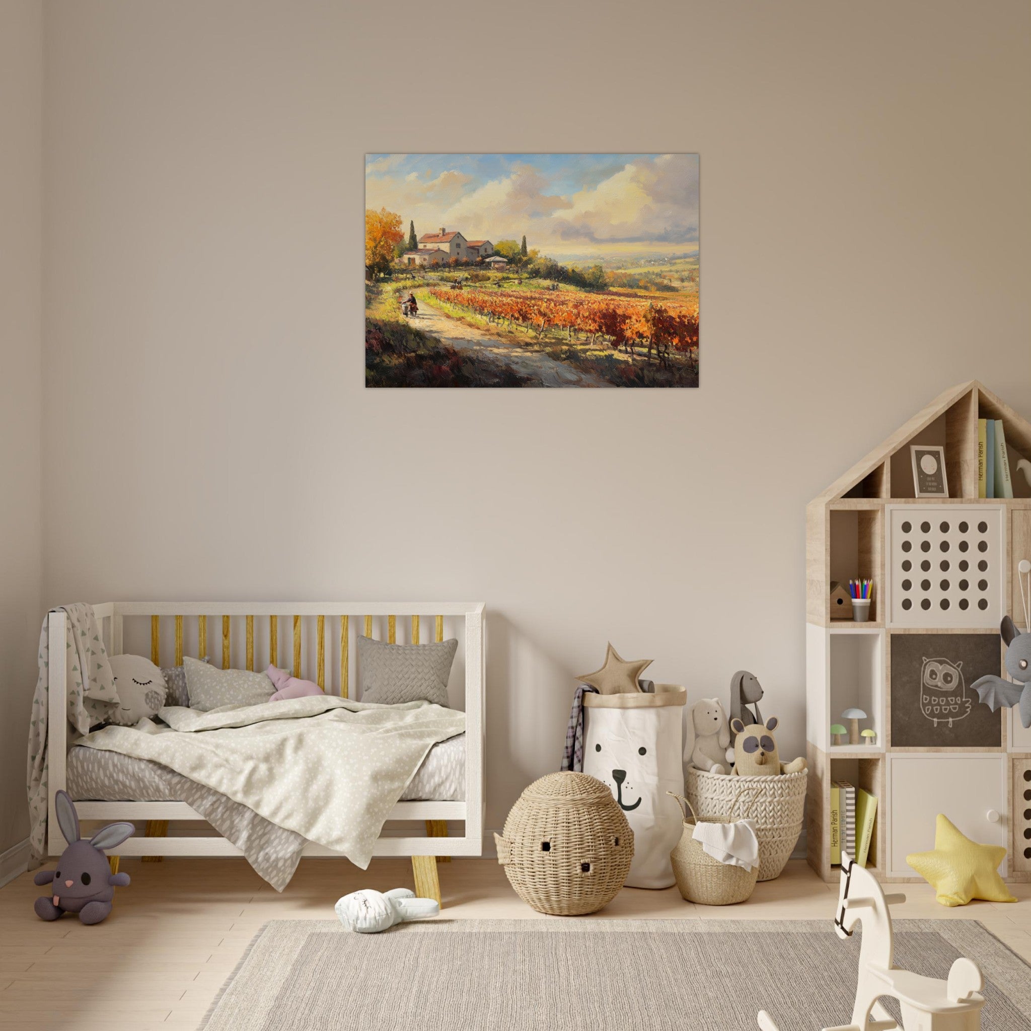 Aluminum Print Landscape - Autumn Vineyard Harvest A picturesque vineyards 4 - Shop Ai Art WebShop - Digital Art online Store