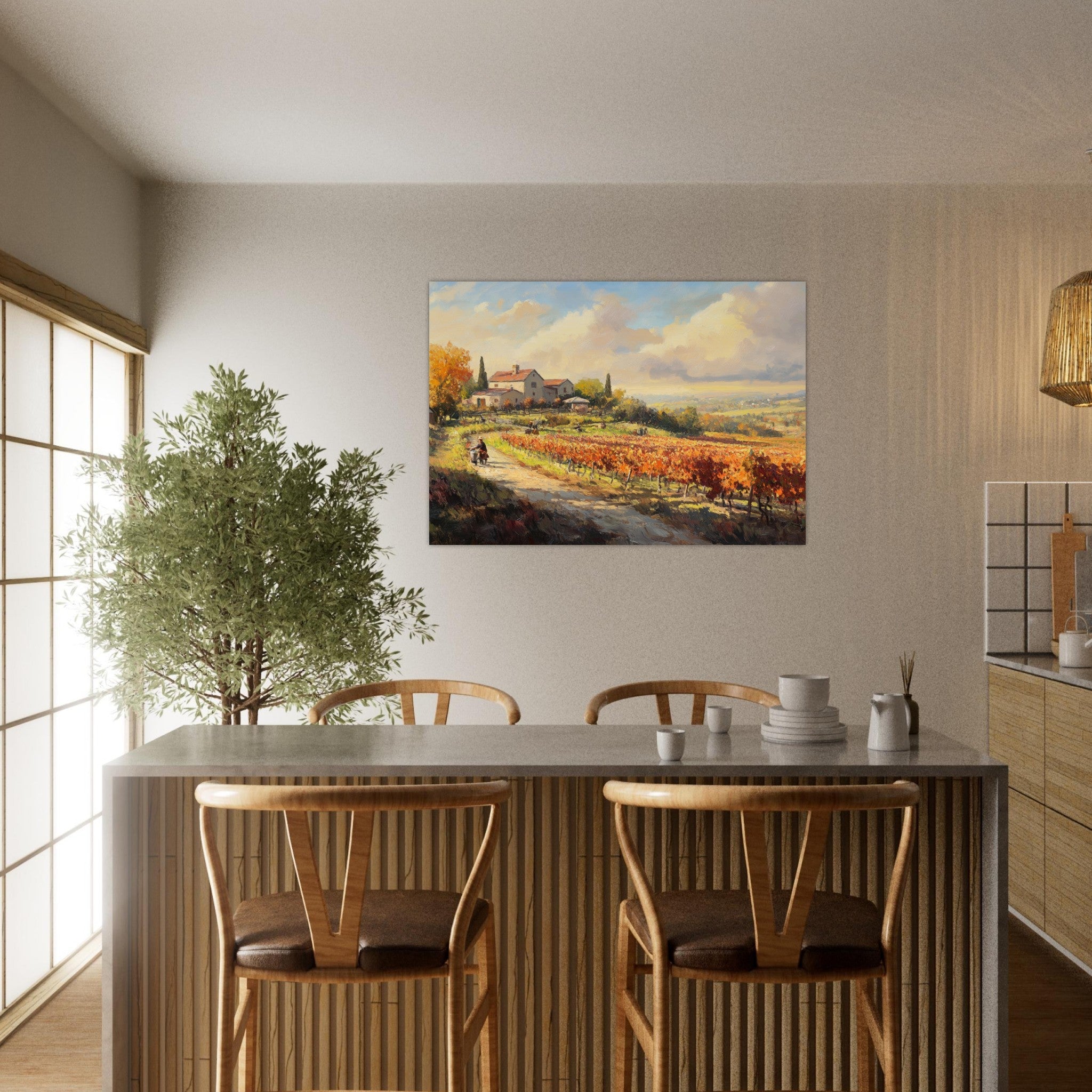 Aluminum Print Landscape - Autumn Vineyard Harvest A picturesque vineyards 4 - Shop Ai Art WebShop - Digital Art online Store