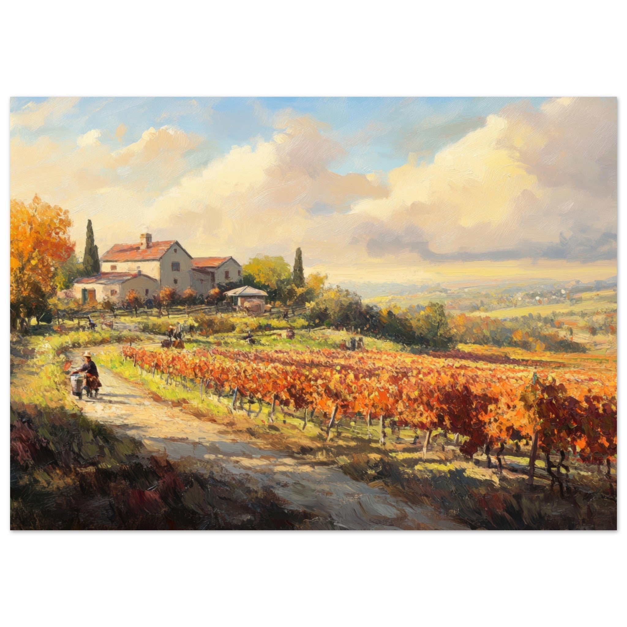 Aluminum Print Landscape - Autumn Vineyard Harvest A picturesque vineyards 4 - Shop Ai Art WebShop - Digital Art online Store