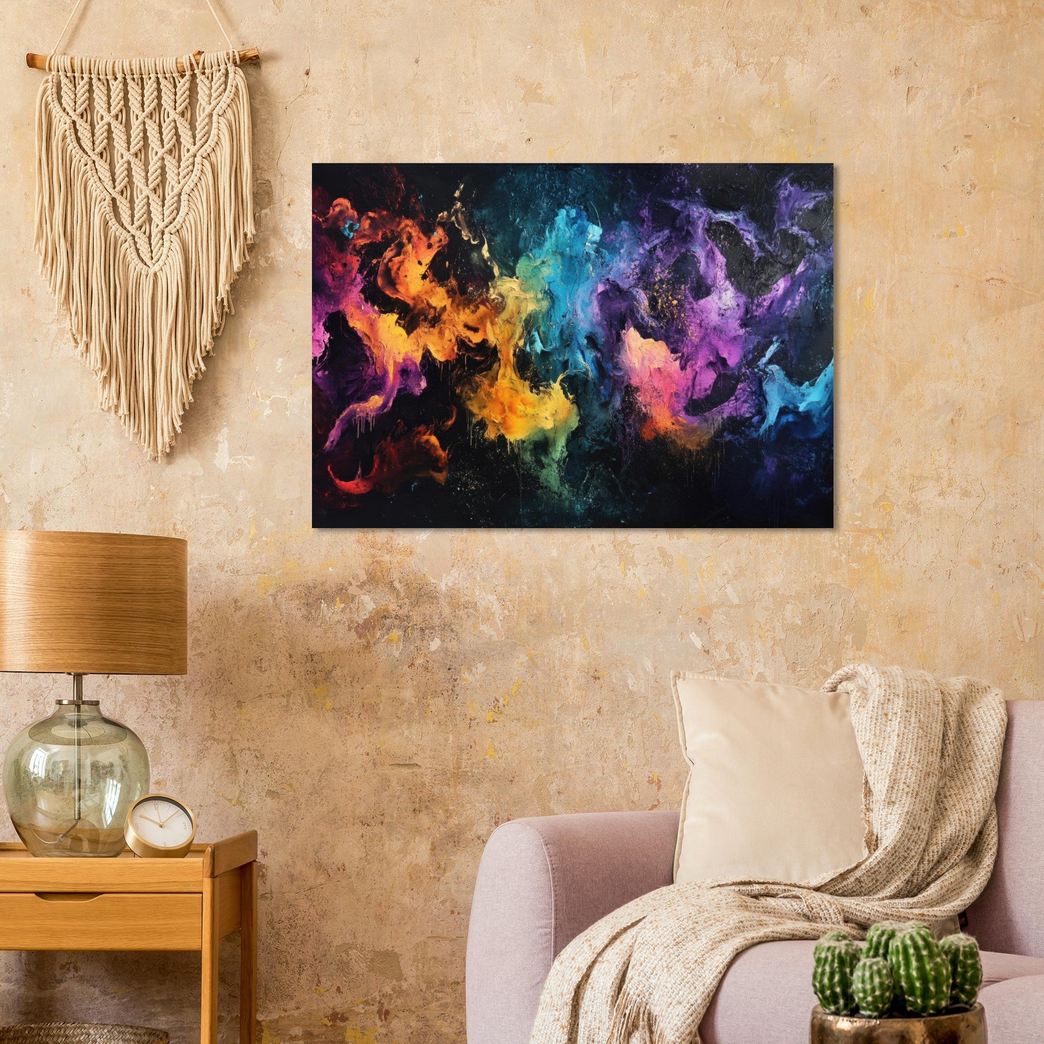Aluminum Print Landscape - Chromatic Abyss A dark infinite void punctured - Shop Ai Art WebShop - Digital Art online Store