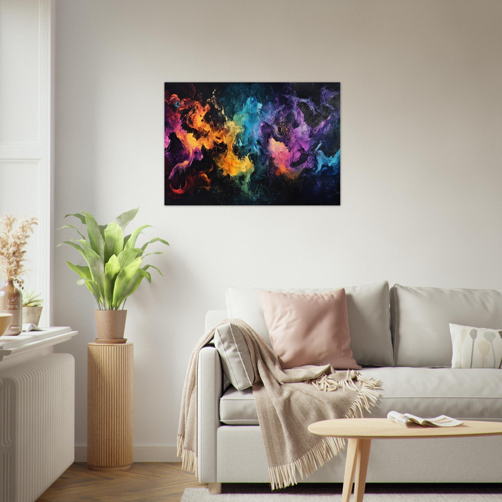 Aluminum Print Landscape - Chromatic Abyss A dark infinite void punctured - Shop Ai Art WebShop - Digital Art online Store