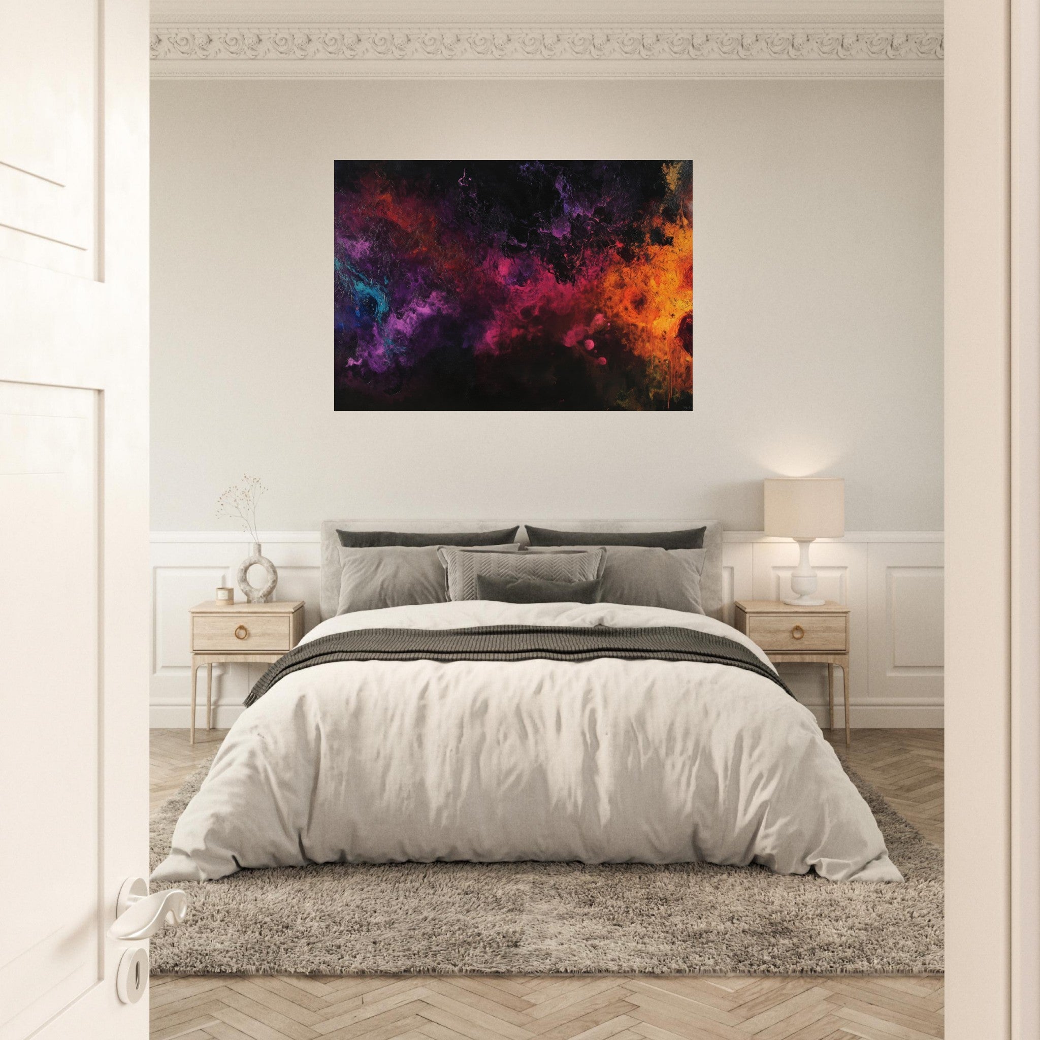 Aluminum Print Landscape - Chromatic Abyss A dark infinite void punctured 2 - Shop Ai Art WebShop - Digital Art online Store