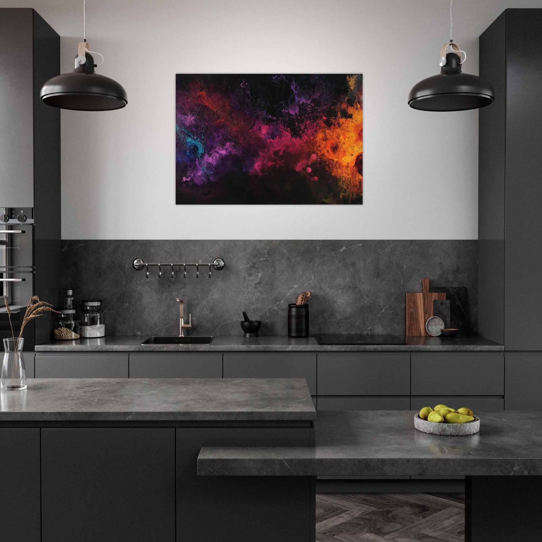 Aluminum Print Landscape - Chromatic Abyss A dark infinite void punctured 2 - Shop Ai Art WebShop - Digital Art online Store