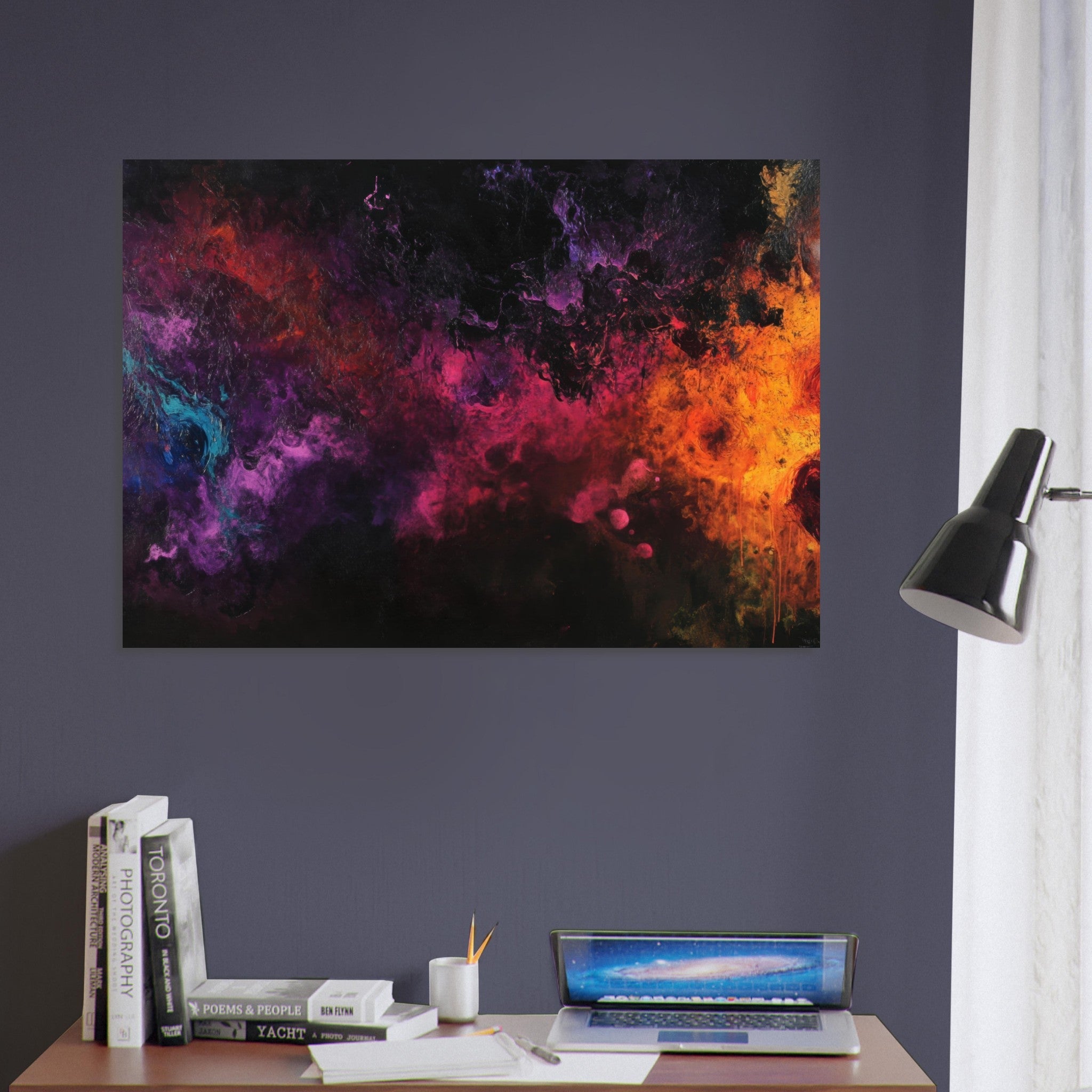 Aluminum Print Landscape - Chromatic Abyss A dark infinite void punctured 2 - Shop Ai Art WebShop - Digital Art online Store