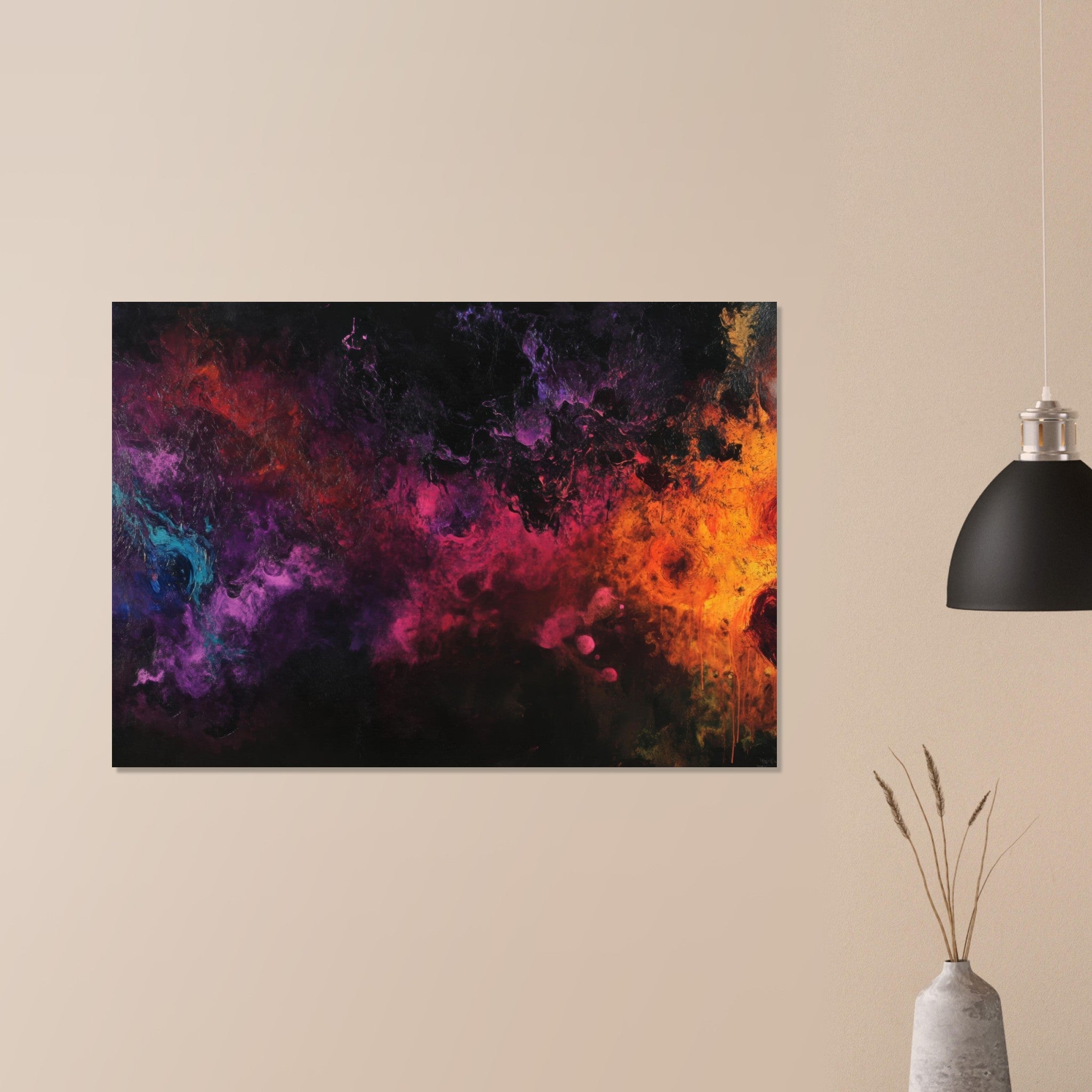 Aluminum Print Landscape - Chromatic Abyss A dark infinite void punctured 2 - Shop Ai Art WebShop - Digital Art online Store