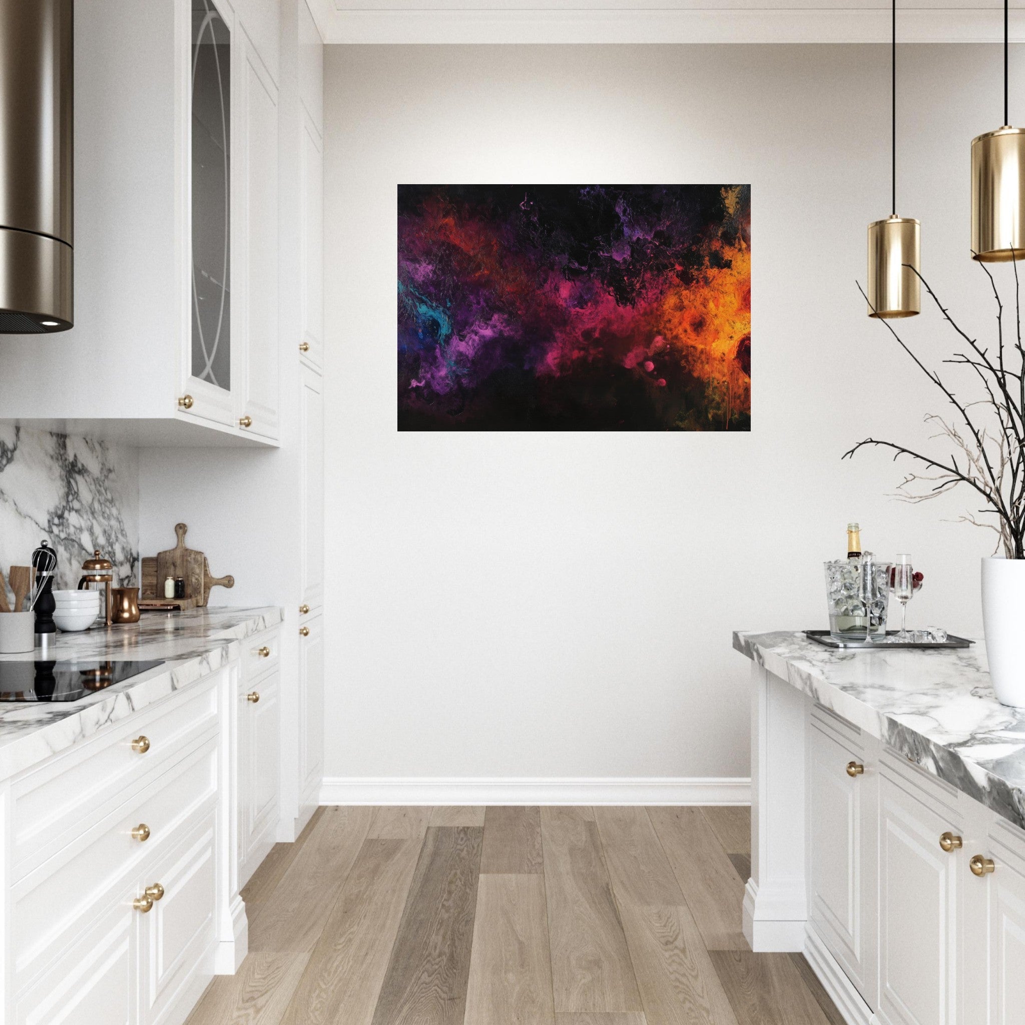 Aluminum Print Landscape - Chromatic Abyss A dark infinite void punctured 2 - Shop Ai Art WebShop - Digital Art online Store