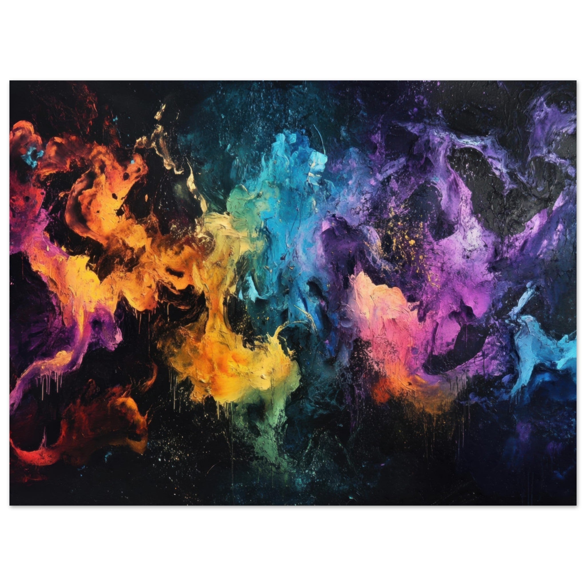 Aluminum Print Landscape - Chromatic Abyss A dark infinite void punctured - Shop Ai Art WebShop - Digital Art online Store