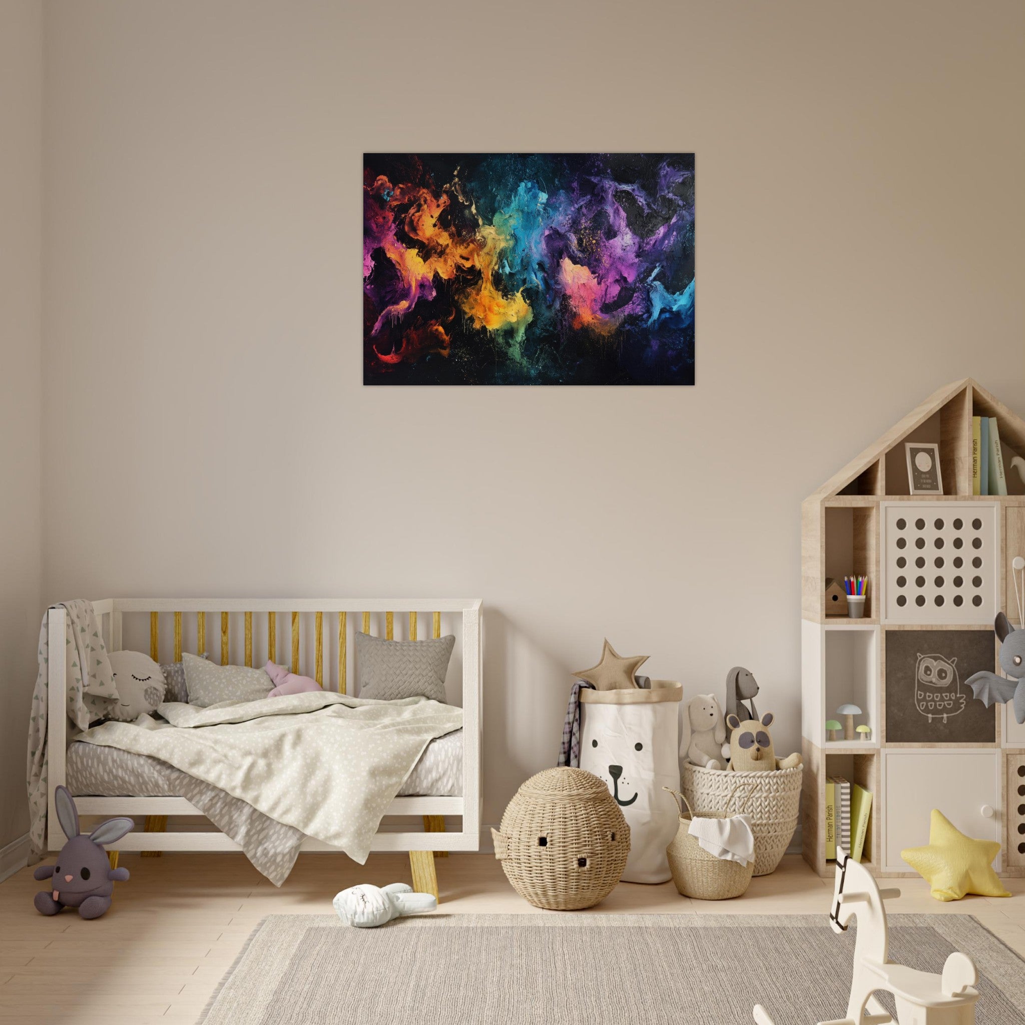 Aluminum Print Landscape - Chromatic Abyss A dark infinite void punctured - Shop Ai Art WebShop - Digital Art online Store
