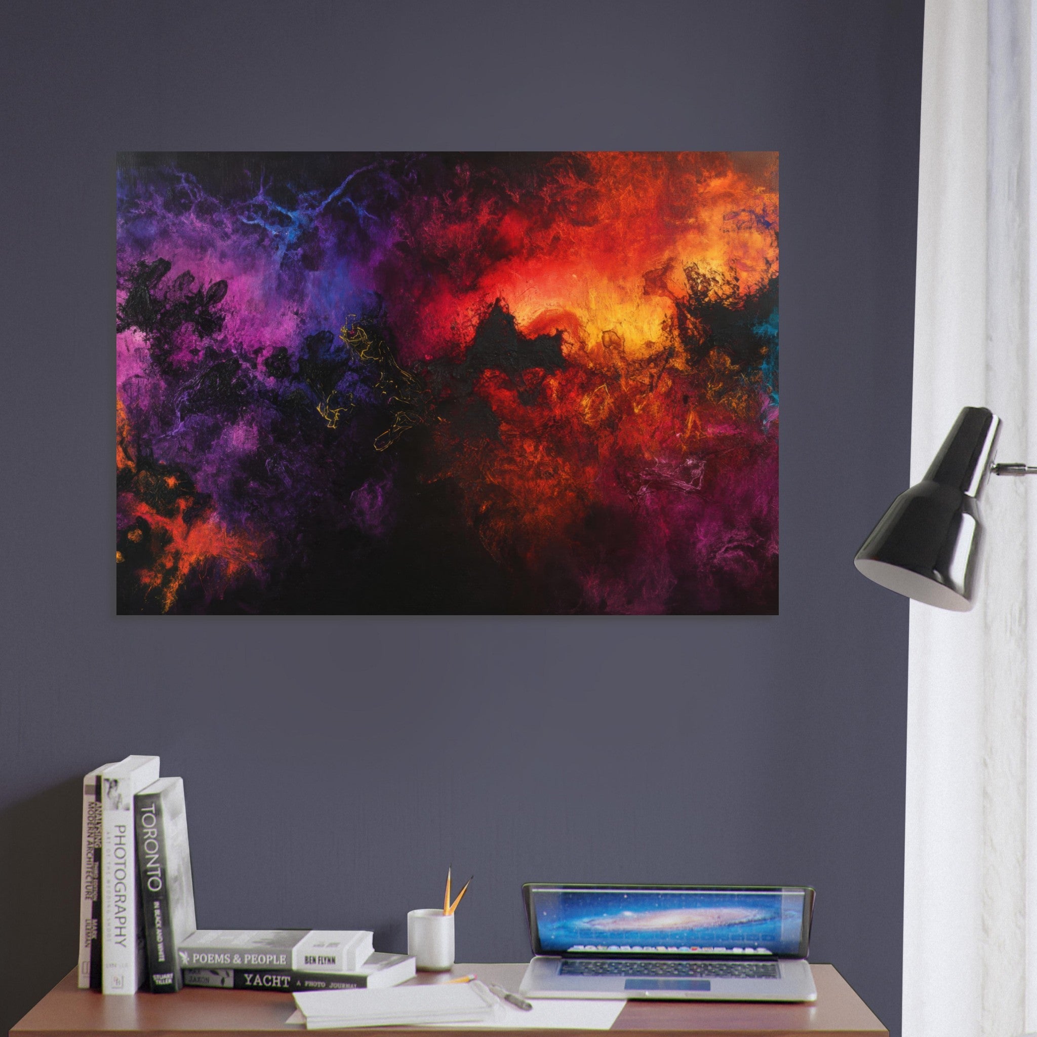 Aluminum Print Landscape - Chromatic Abyss A dark infinite void punctured 3 - Shop Ai Art WebShop - Digital Art online Store