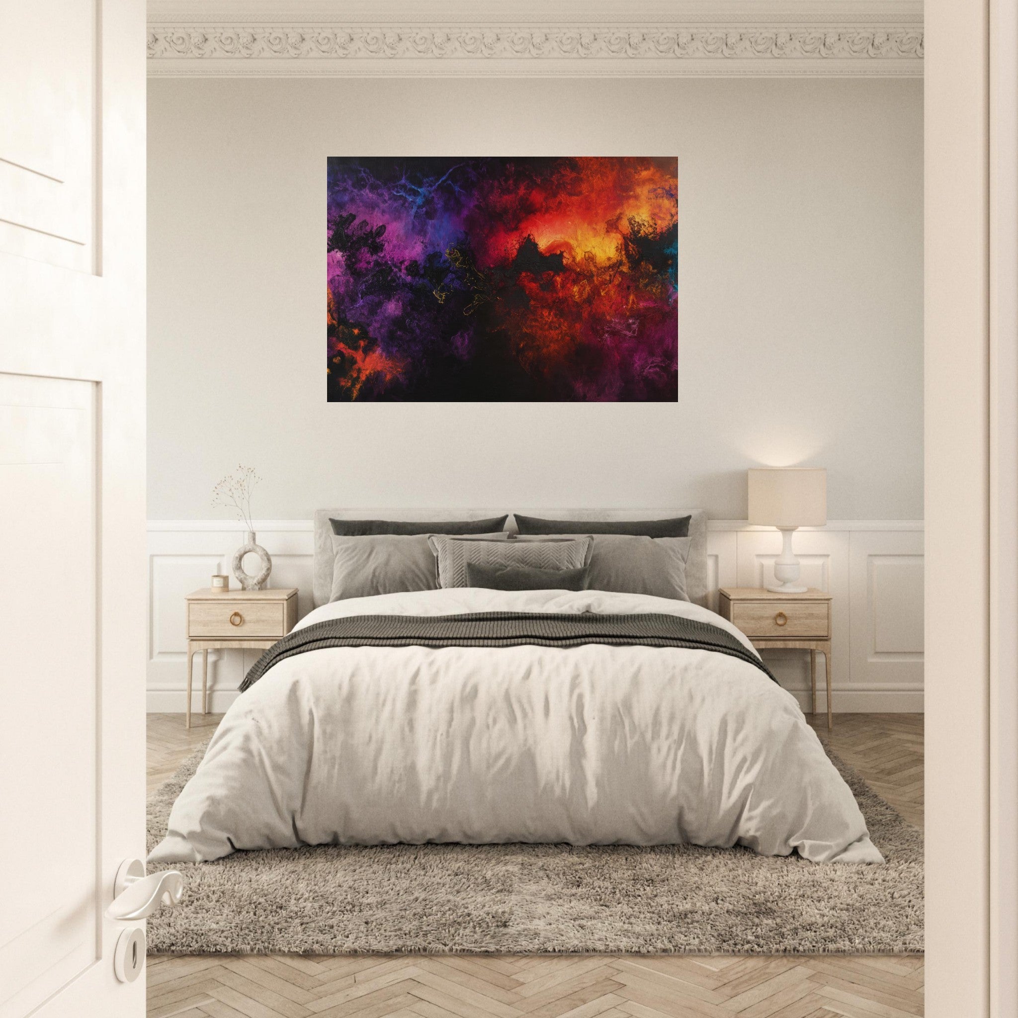 Aluminum Print Landscape - Chromatic Abyss A dark infinite void punctured 3 - Shop Ai Art WebShop - Digital Art online Store