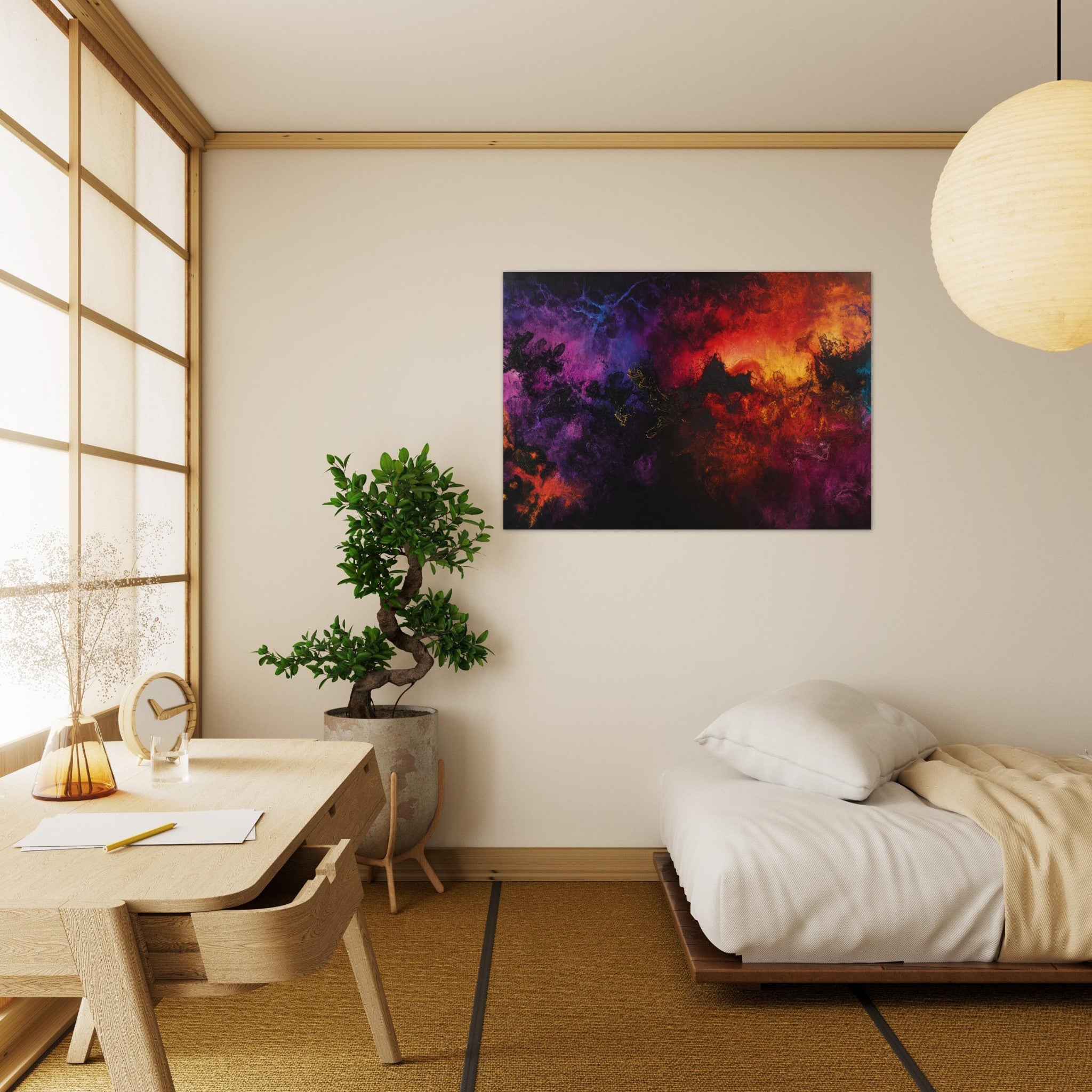 Aluminum Print Landscape - Chromatic Abyss A dark infinite void punctured 3 - Shop Ai Art WebShop - Digital Art online Store