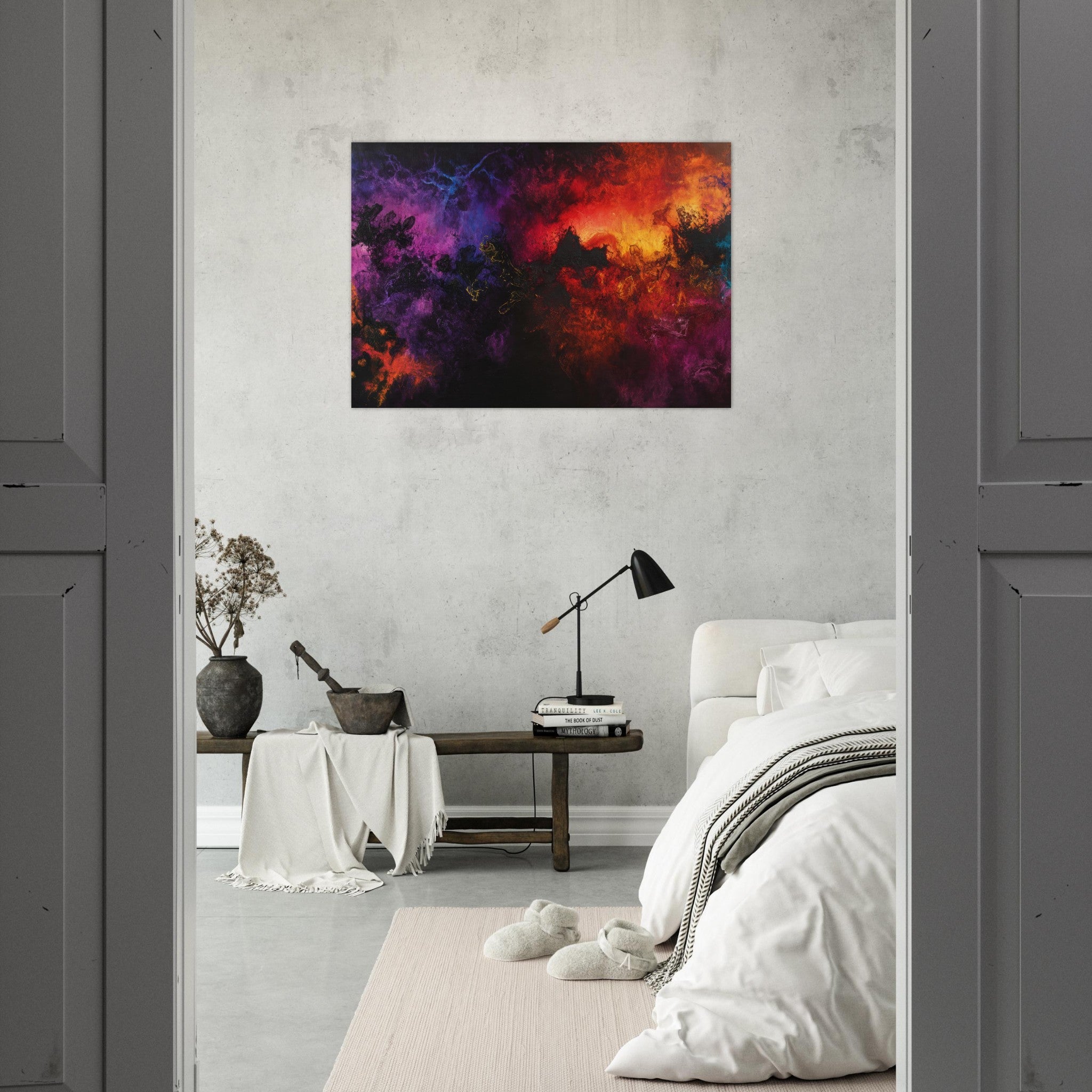 Aluminum Print Landscape - Chromatic Abyss A dark infinite void punctured 3 - Shop Ai Art WebShop - Digital Art online Store