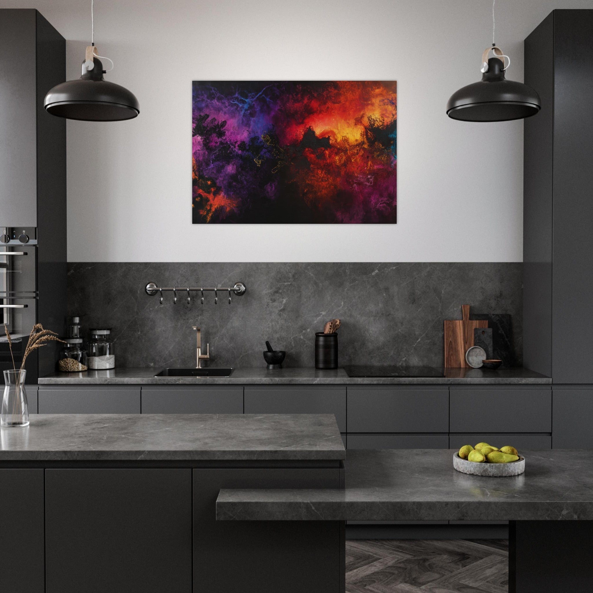 Aluminum Print Landscape - Chromatic Abyss A dark infinite void punctured 3 - Shop Ai Art WebShop - Digital Art online Store
