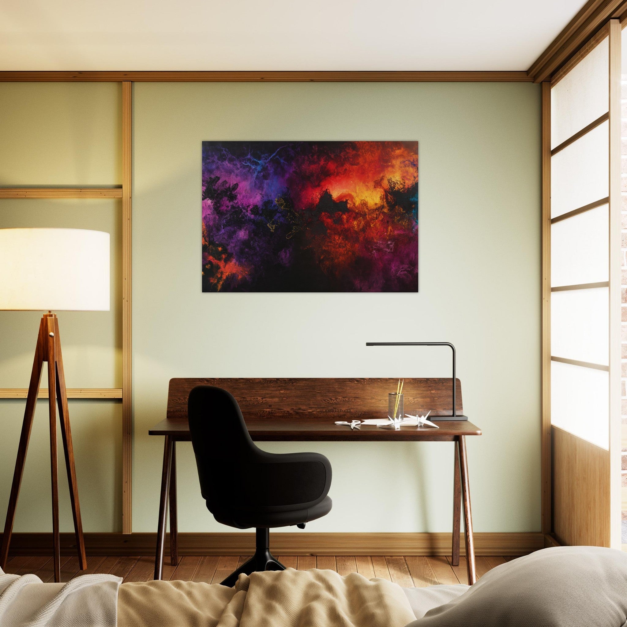 Aluminum Print Landscape - Chromatic Abyss A dark infinite void punctured 3 - Shop Ai Art WebShop - Digital Art online Store