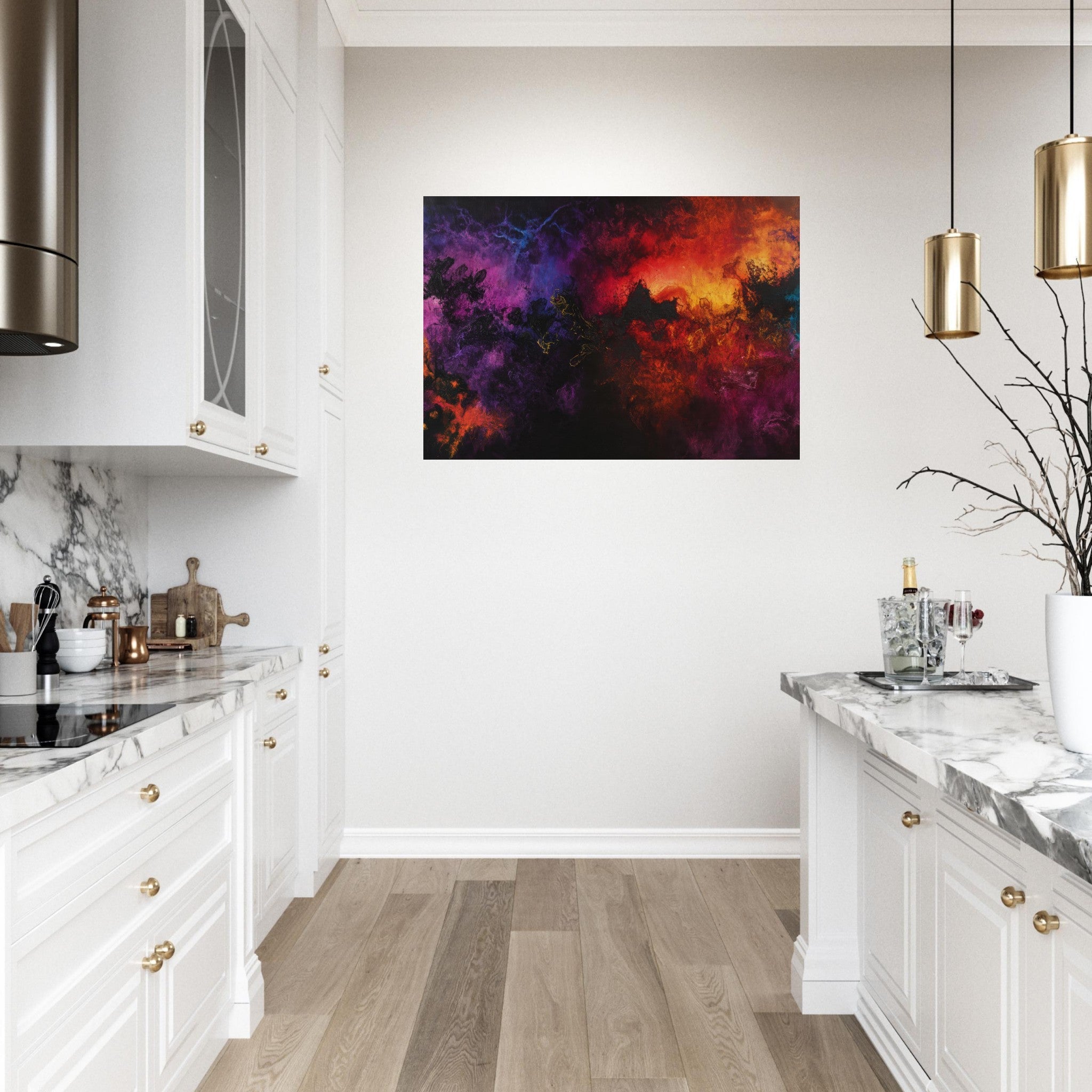 Aluminum Print Landscape - Chromatic Abyss A dark infinite void punctured 3 - Shop Ai Art WebShop - Digital Art online Store