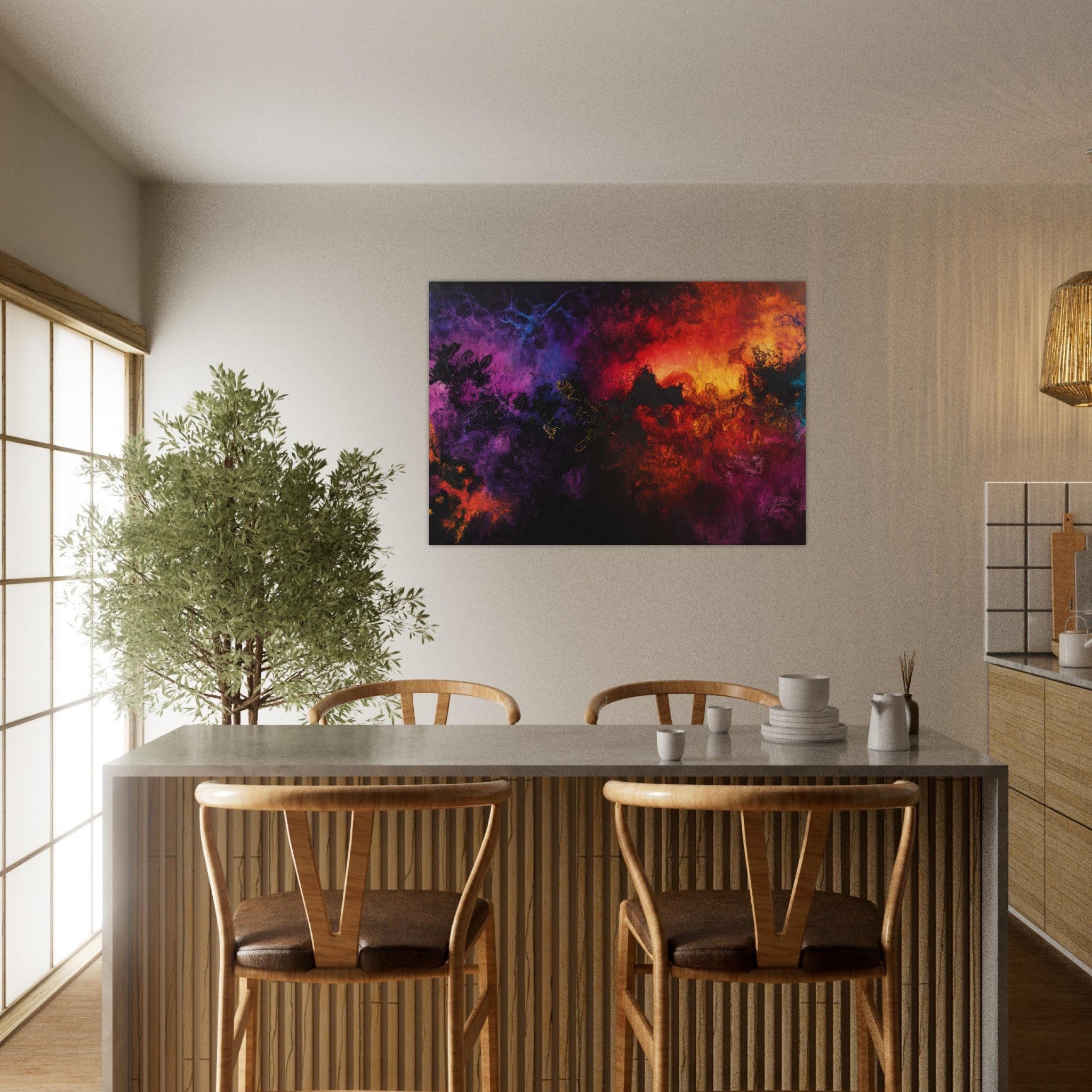 Aluminum Print Landscape - Chromatic Abyss A dark infinite void punctured 3 - Shop Ai Art WebShop - Digital Art online Store