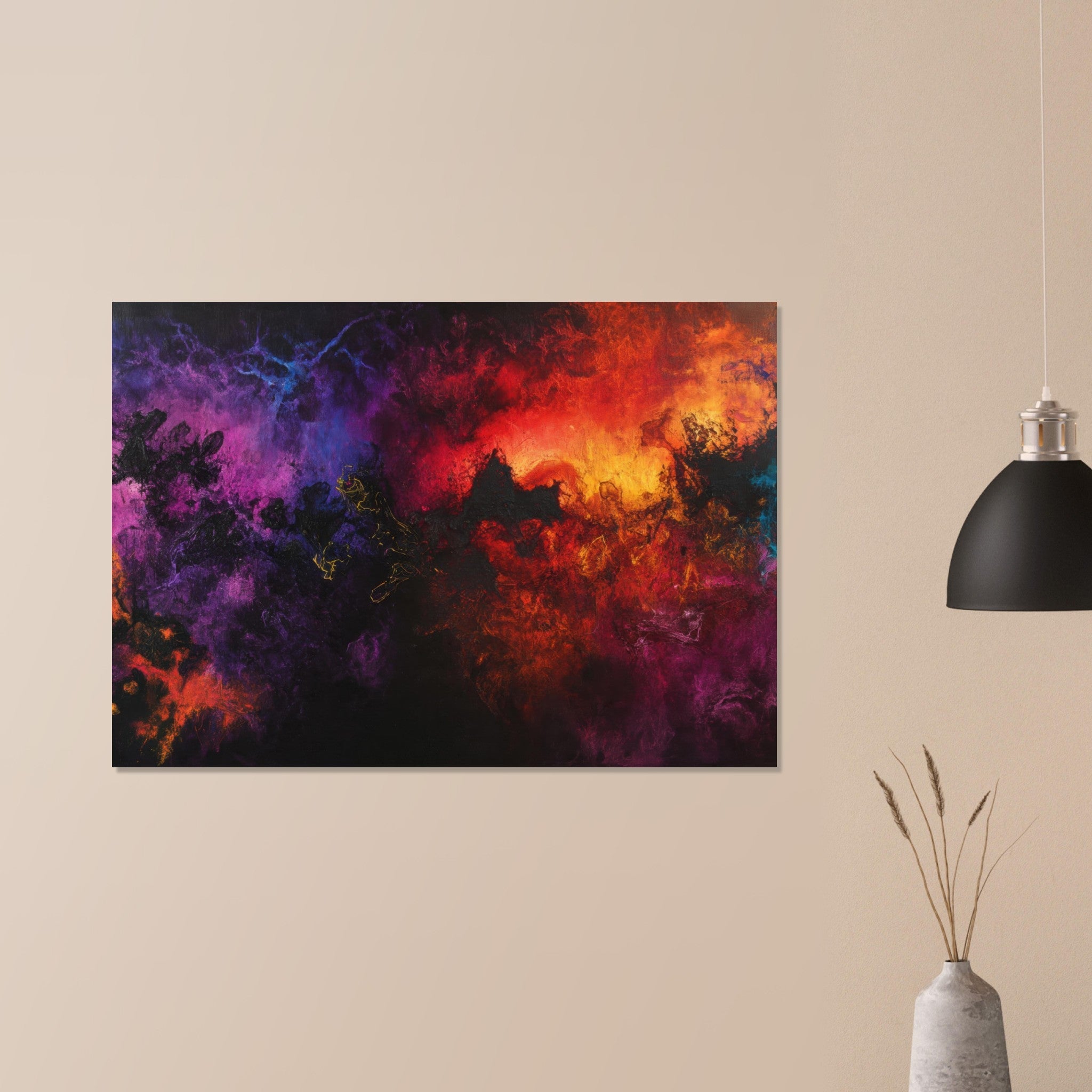 Aluminum Print Landscape - Chromatic Abyss A dark infinite void punctured 3 - Shop Ai Art WebShop - Digital Art online Store