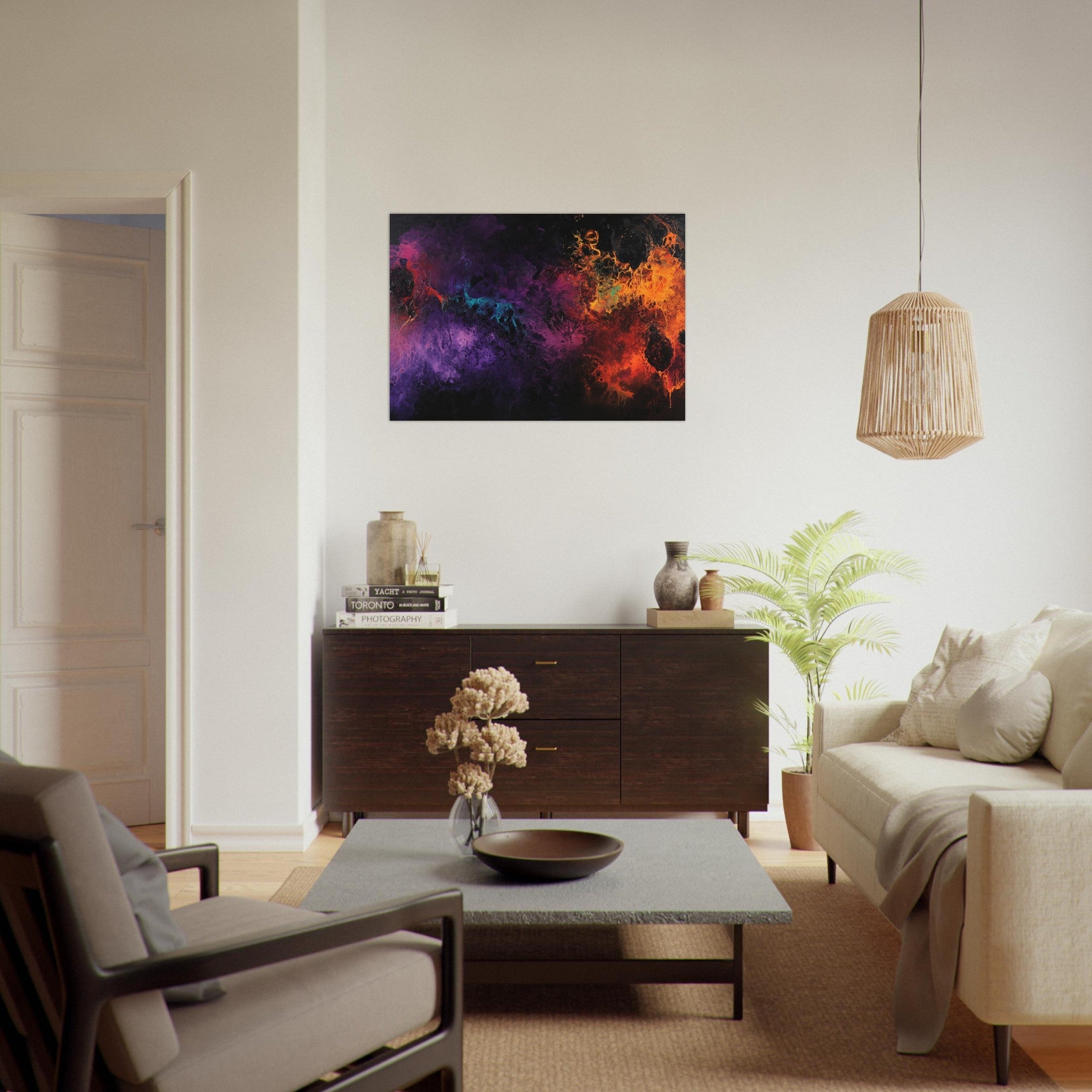 Aluminum Print Landscape - Chromatic Abyss A dark infinite void punctured 4 - Shop Ai Art WebShop - Digital Art online Store