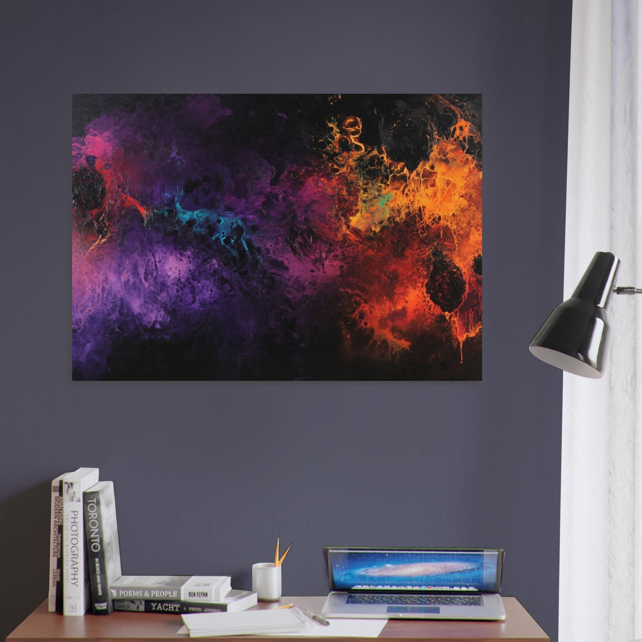 Aluminum Print Landscape - Chromatic Abyss A dark infinite void punctured 4 - Shop Ai Art WebShop - Digital Art online Store
