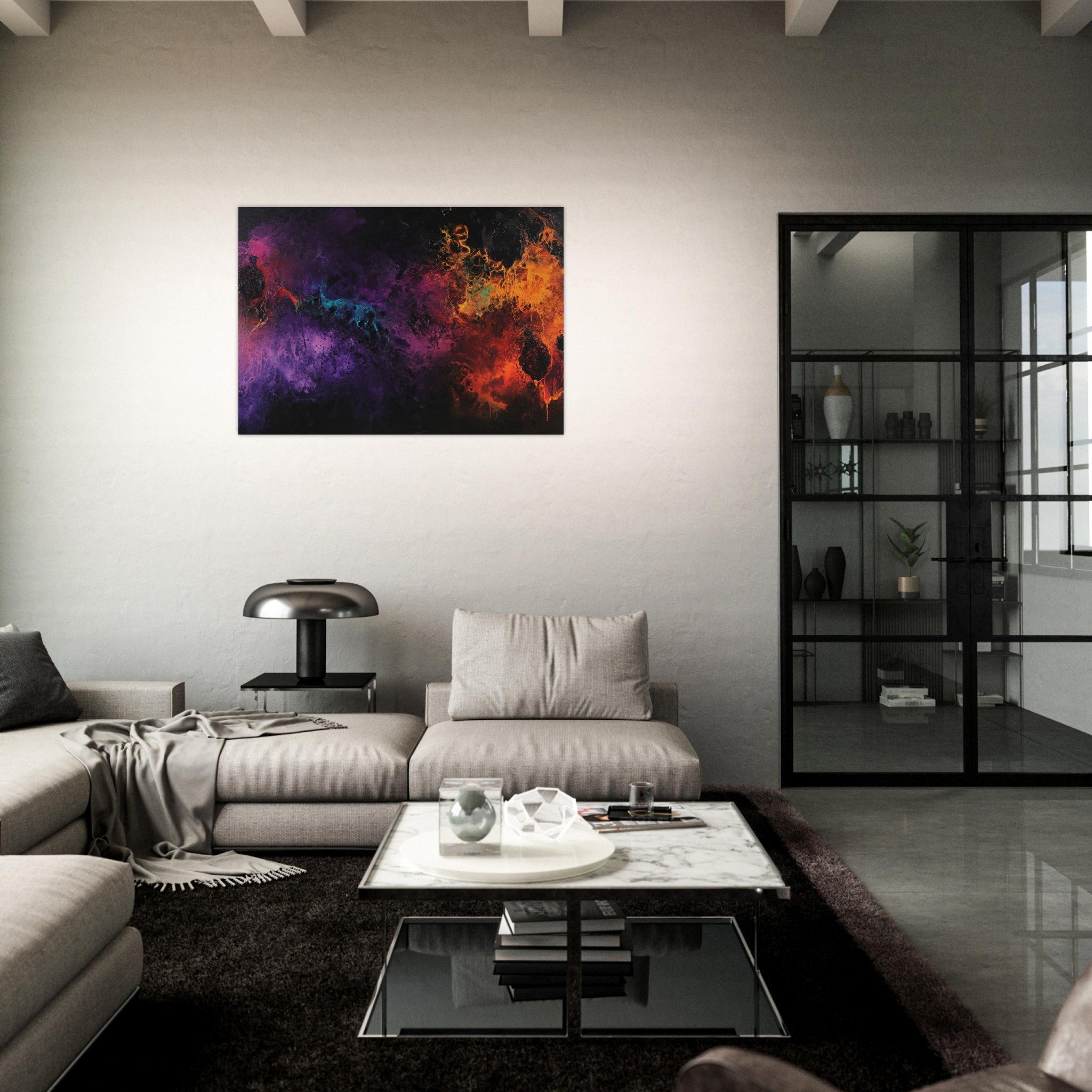 Aluminum Print Landscape - Chromatic Abyss A dark infinite void punctured 4 - Shop Ai Art WebShop - Digital Art online Store