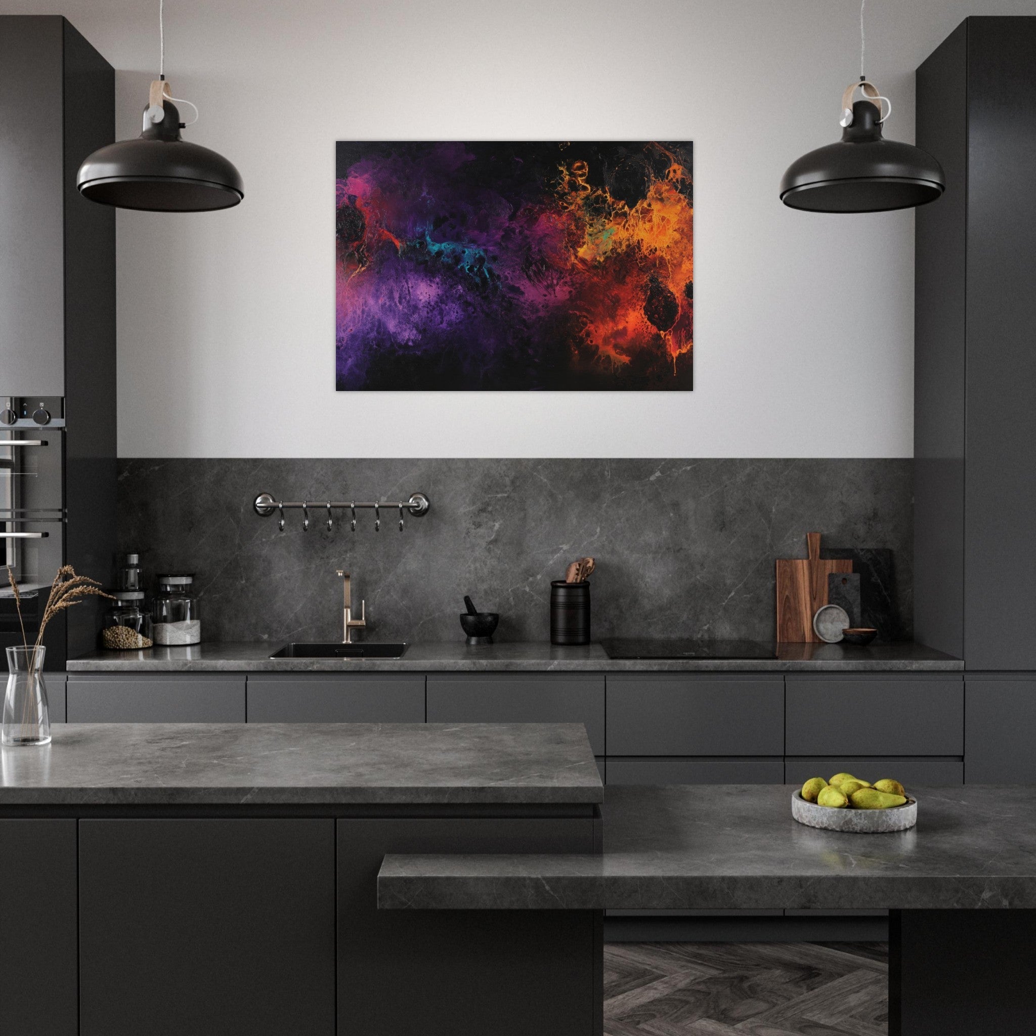 Aluminum Print Landscape - Chromatic Abyss A dark infinite void punctured 4 - Shop Ai Art WebShop - Digital Art online Store