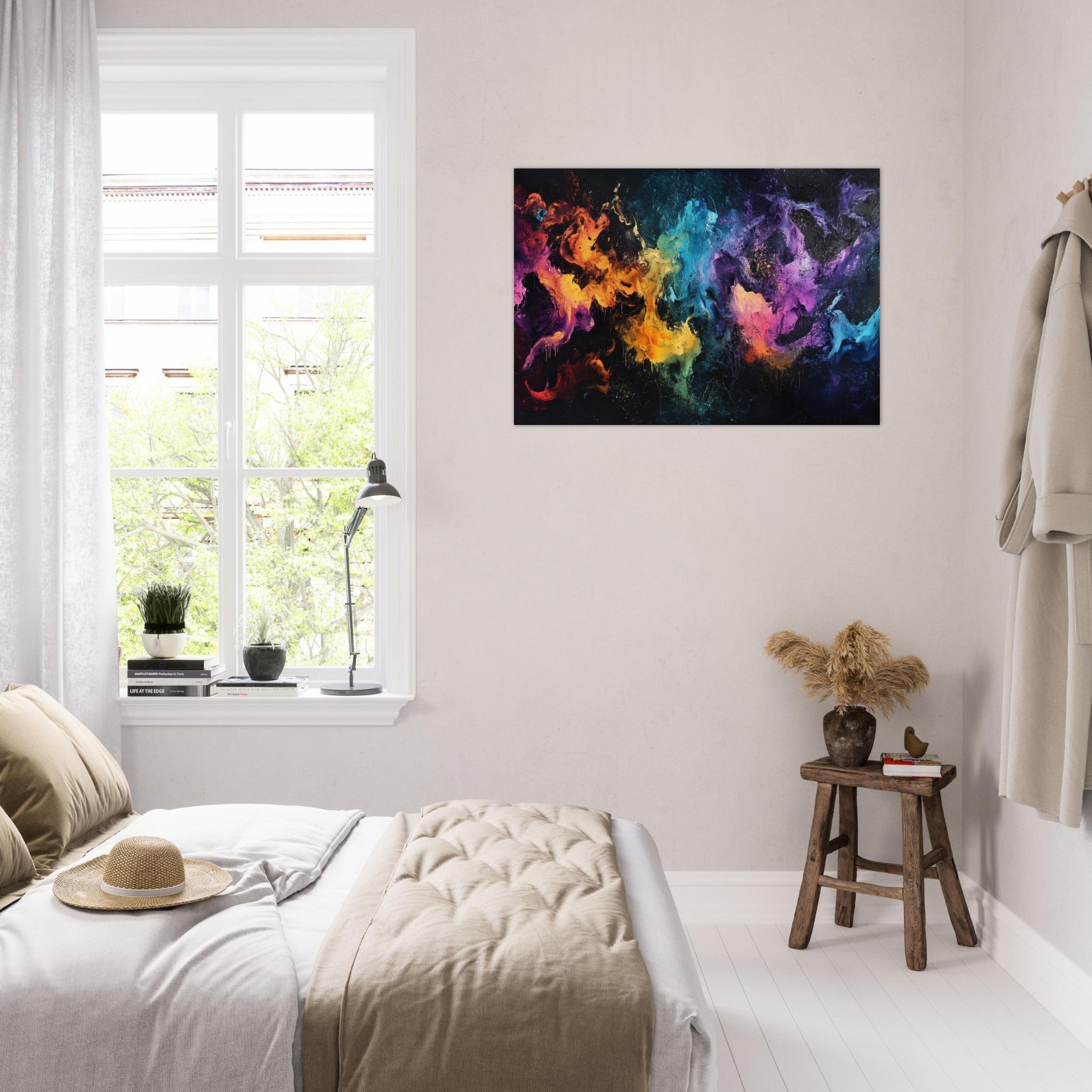 Aluminum Print Landscape - Chromatic Abyss A dark infinite void punctured - Shop Ai Art WebShop - Digital Art online Store