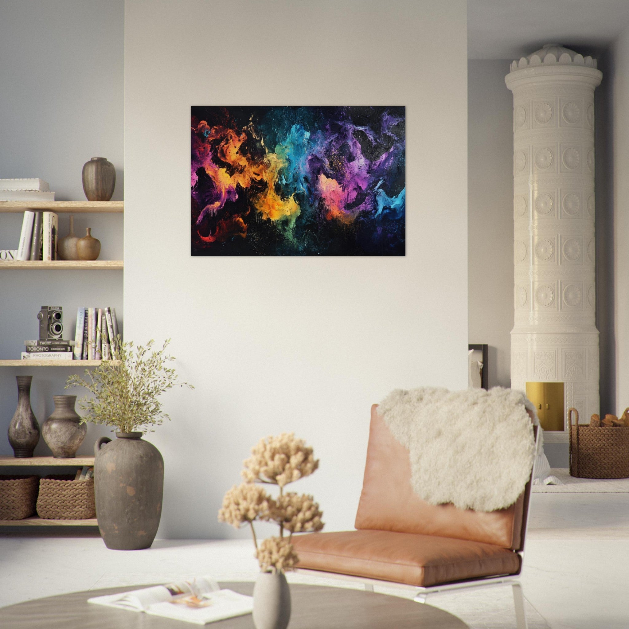 Aluminum Print Landscape - Chromatic Abyss A dark infinite void punctured - Shop Ai Art WebShop - Digital Art online Store