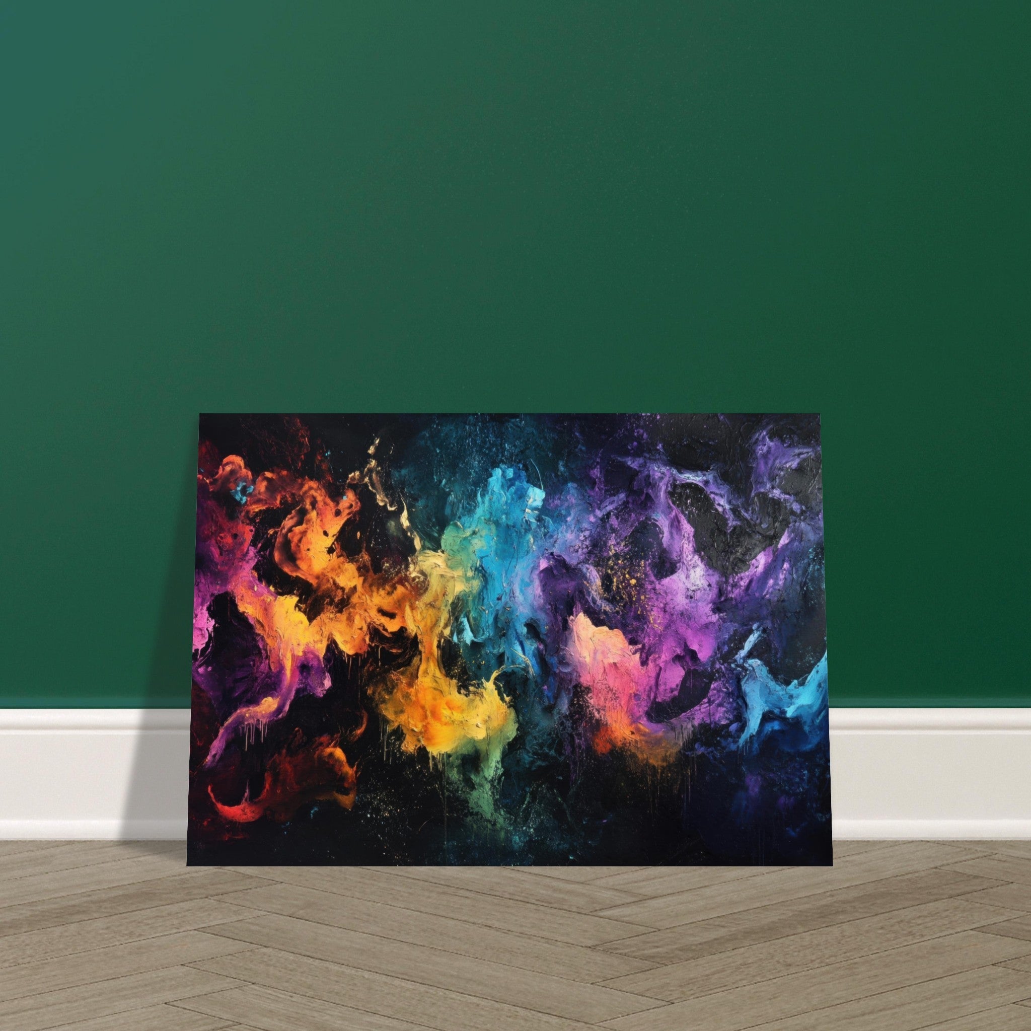 Aluminum Print Landscape - Chromatic Abyss A dark infinite void punctured - Shop Ai Art WebShop - Digital Art online Store