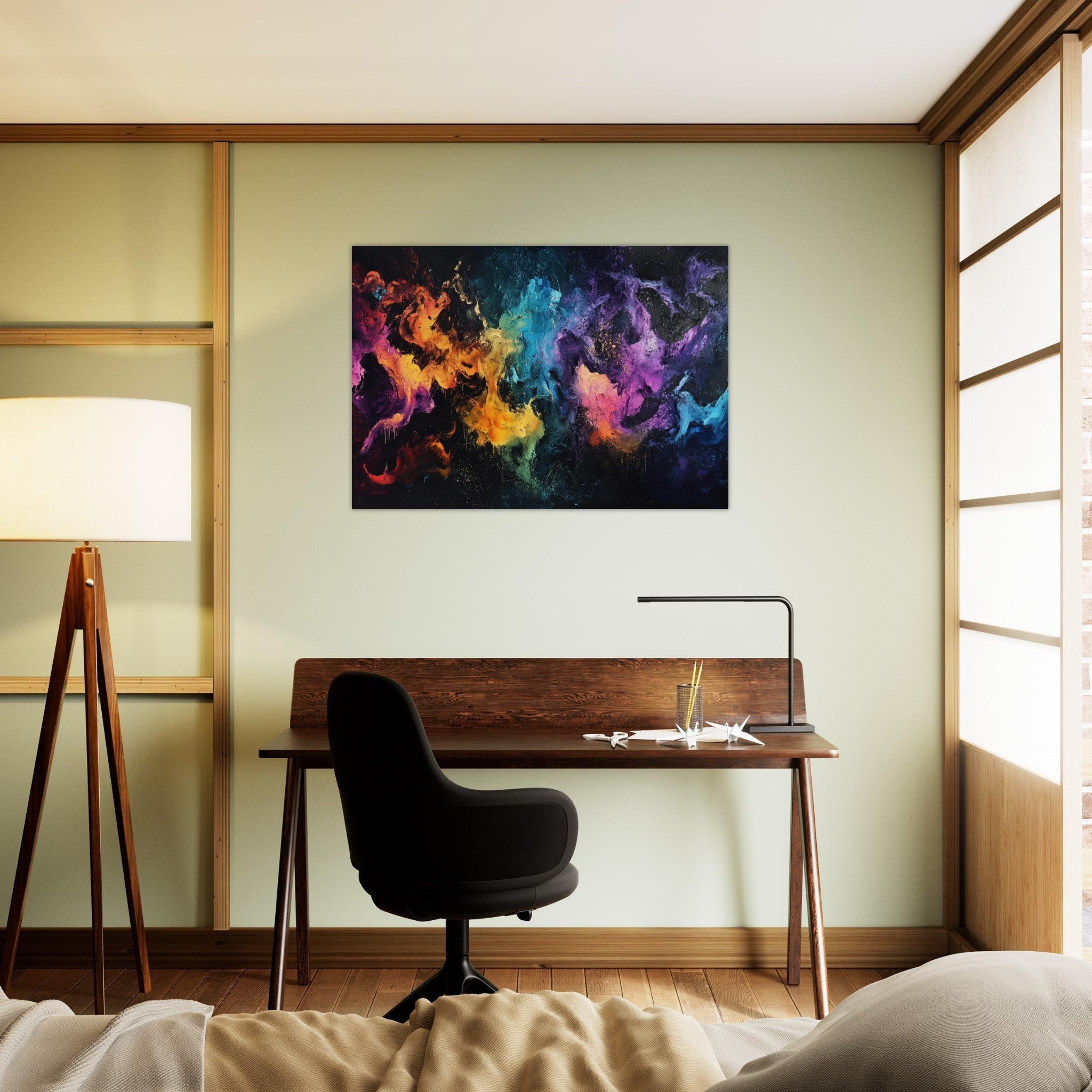 Aluminum Print Landscape - Chromatic Abyss A dark infinite void punctured - Shop Ai Art WebShop - Digital Art online Store