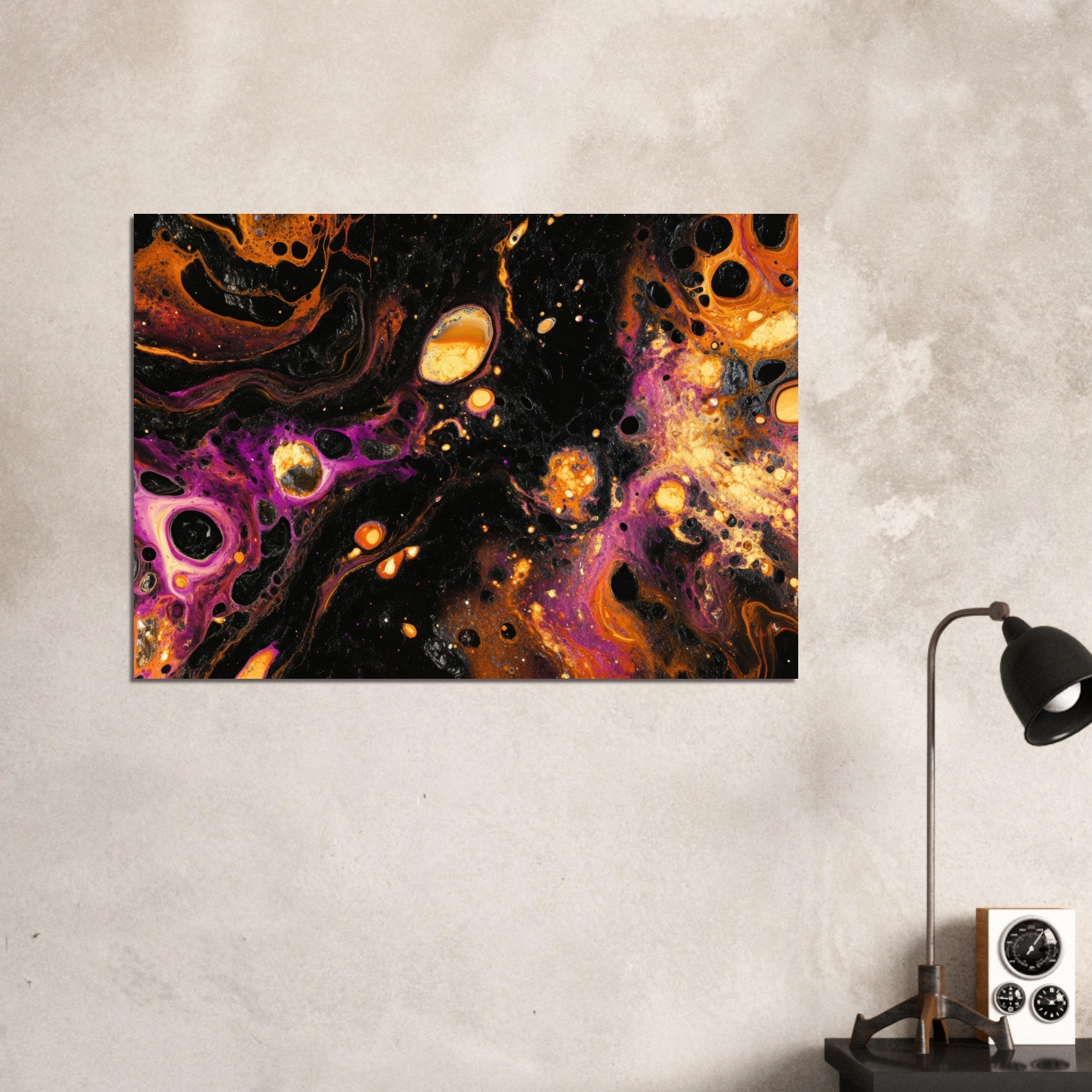 Aluminum Print Landscape - Chromatic Abyss A dark infinite void punctured 7 - Shop Ai Art WebShop - Digital Art online Store