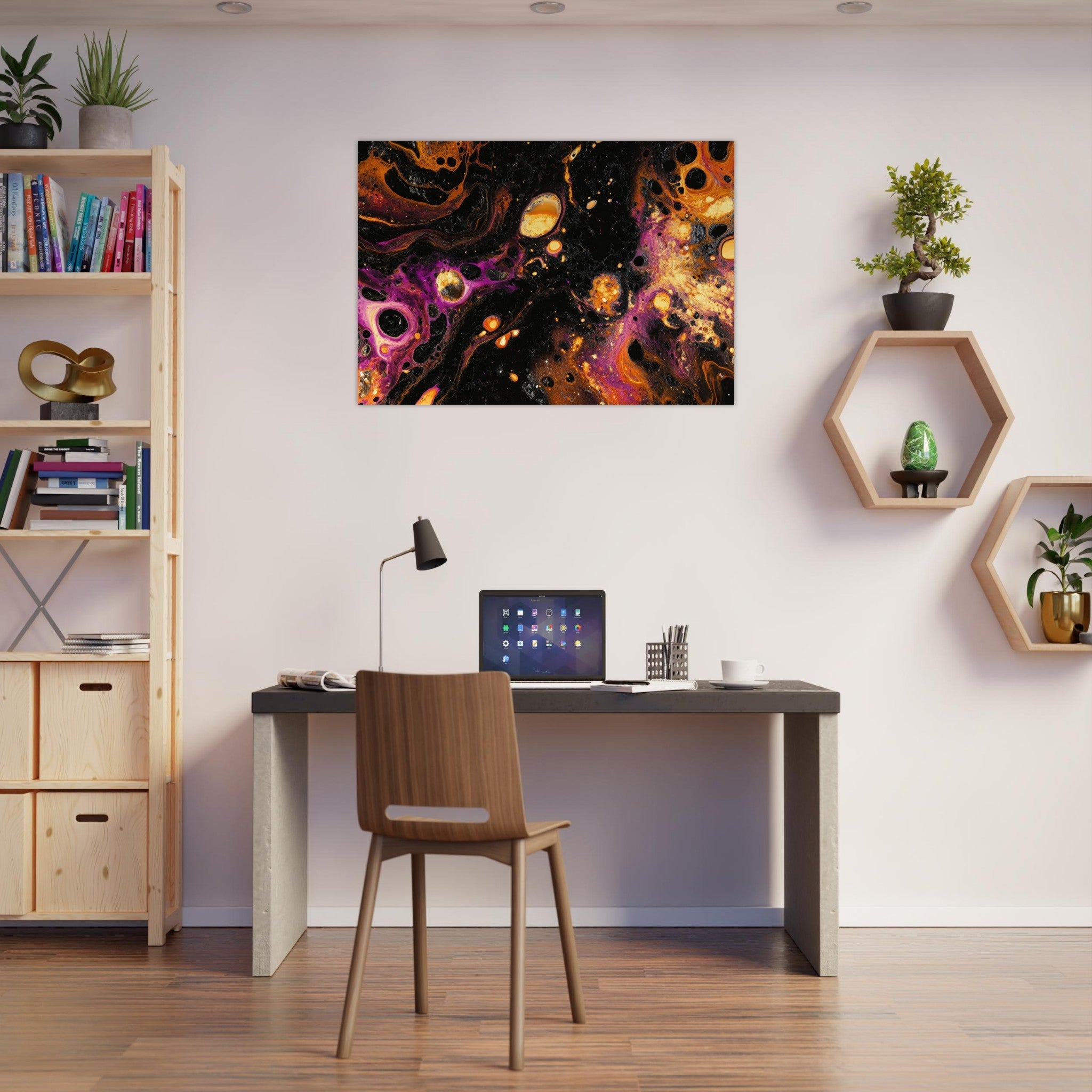 Aluminum Print Landscape - Chromatic Abyss A dark infinite void punctured 7 - Shop Ai Art WebShop - Digital Art online Store