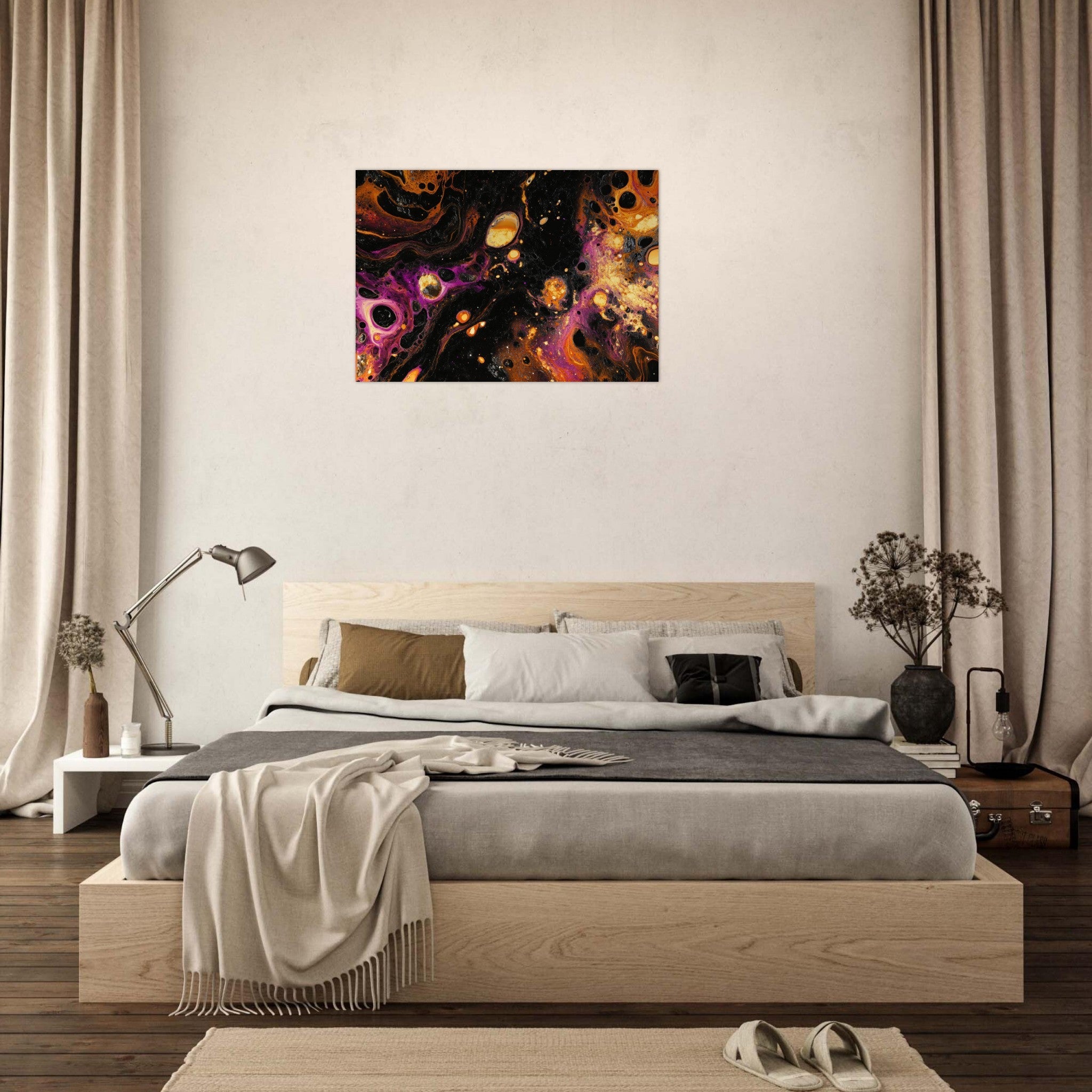 Aluminum Print Landscape - Chromatic Abyss A dark infinite void punctured 7 - Shop Ai Art WebShop - Digital Art online Store