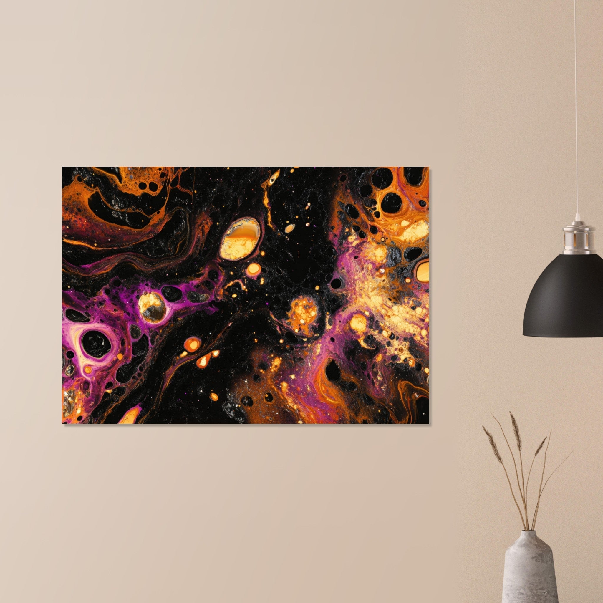 Aluminum Print Landscape - Chromatic Abyss A dark infinite void punctured 7 - Shop Ai Art WebShop - Digital Art online Store