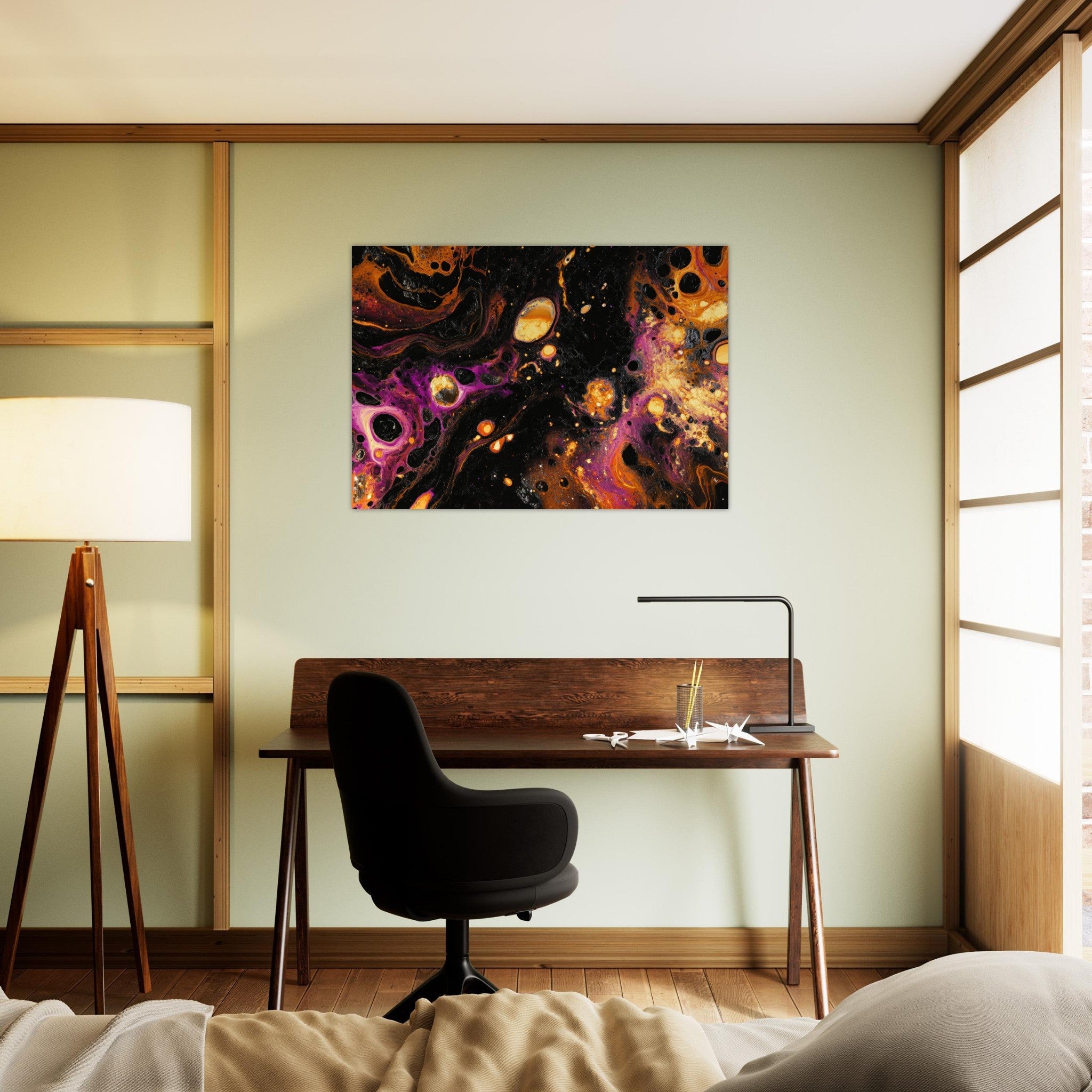 Aluminum Print Landscape - Chromatic Abyss A dark infinite void punctured 7 - Shop Ai Art WebShop - Digital Art online Store