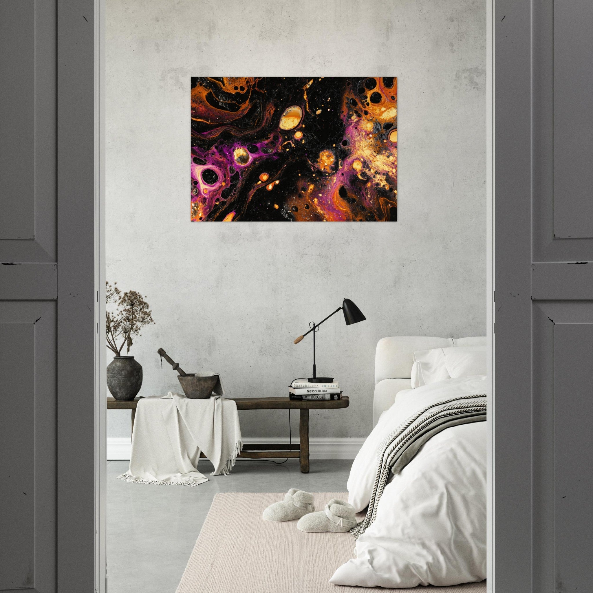 Aluminum Print Landscape - Chromatic Abyss A dark infinite void punctured 7 - Shop Ai Art WebShop - Digital Art online Store