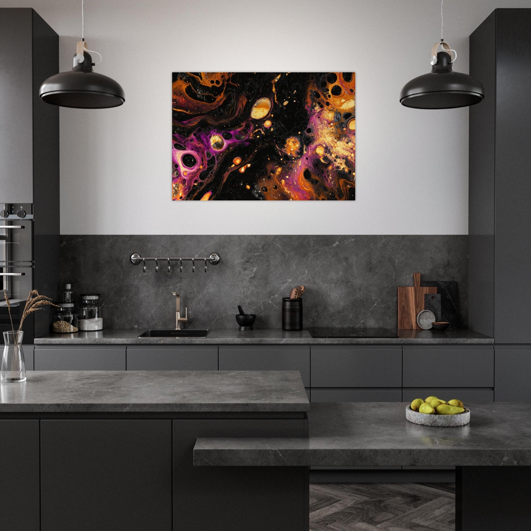 Aluminum Print Landscape - Chromatic Abyss A dark infinite void punctured 7 - Shop Ai Art WebShop - Digital Art online Store