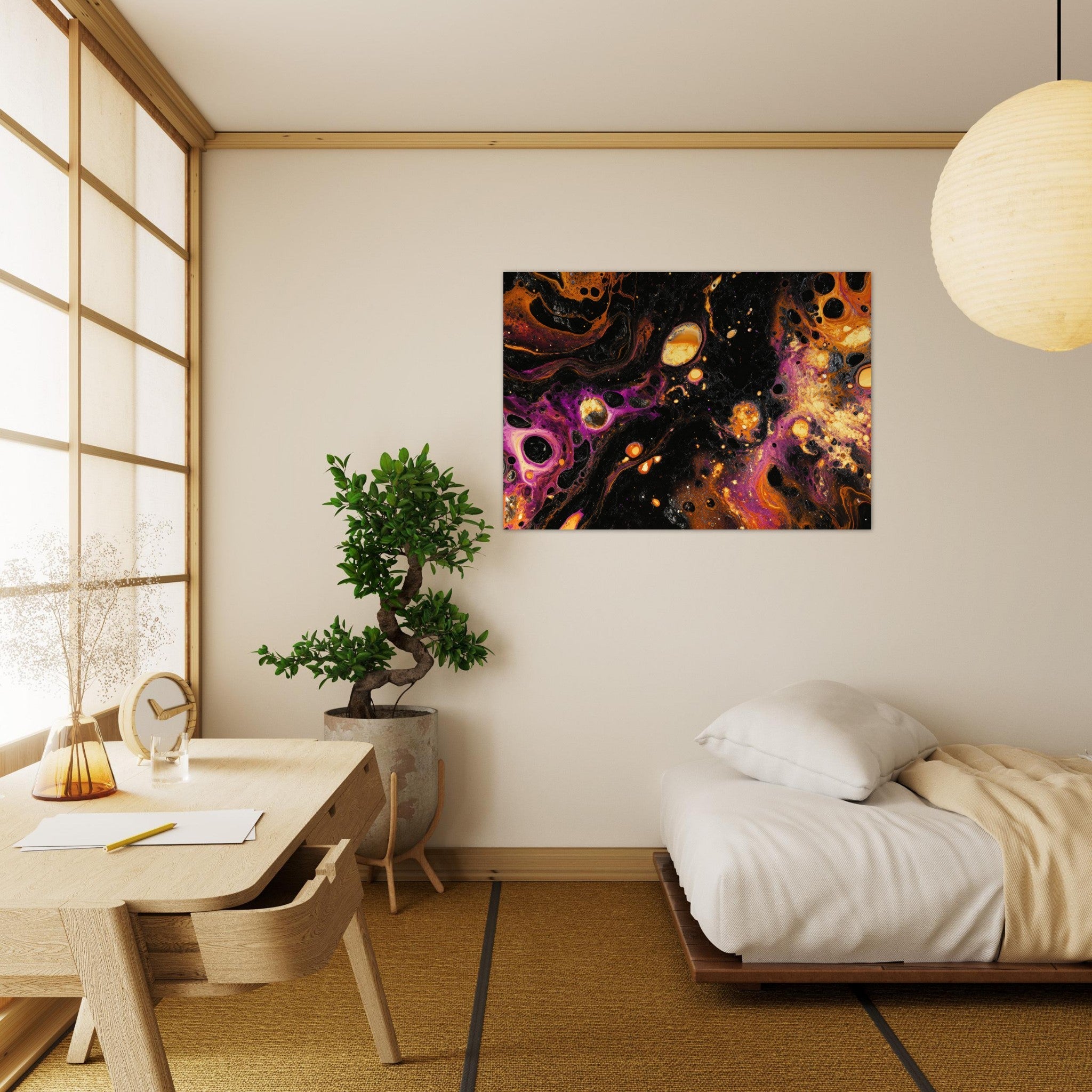 Aluminum Print Landscape - Chromatic Abyss A dark infinite void punctured 7 - Shop Ai Art WebShop - Digital Art online Store