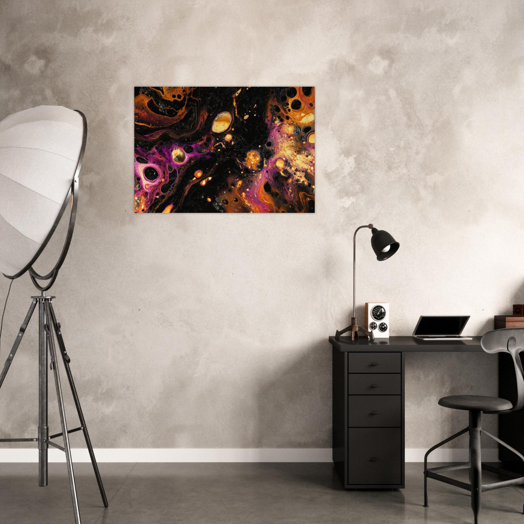 Aluminum Print Landscape - Chromatic Abyss A dark infinite void punctured 7 - Shop Ai Art WebShop - Digital Art online Store