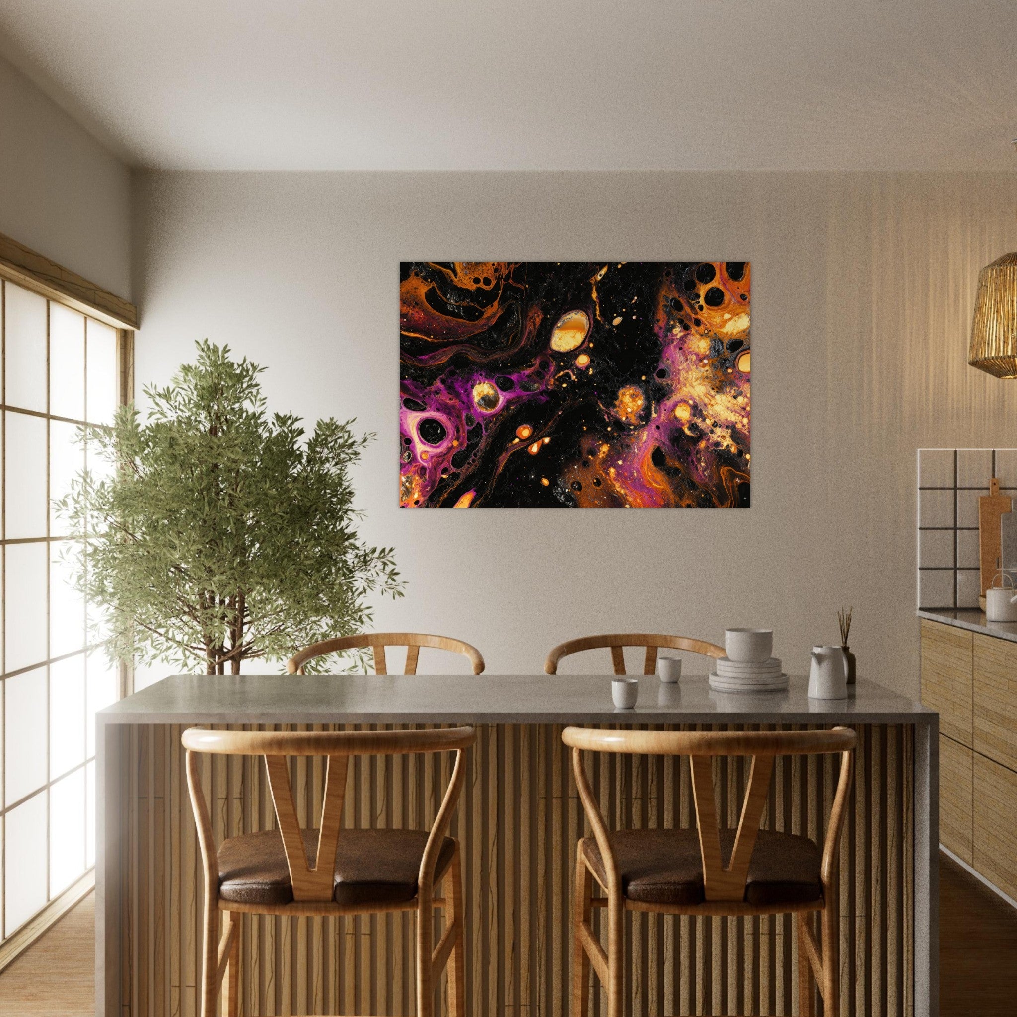 Aluminum Print Landscape - Chromatic Abyss A dark infinite void punctured 7 - Shop Ai Art WebShop - Digital Art online Store