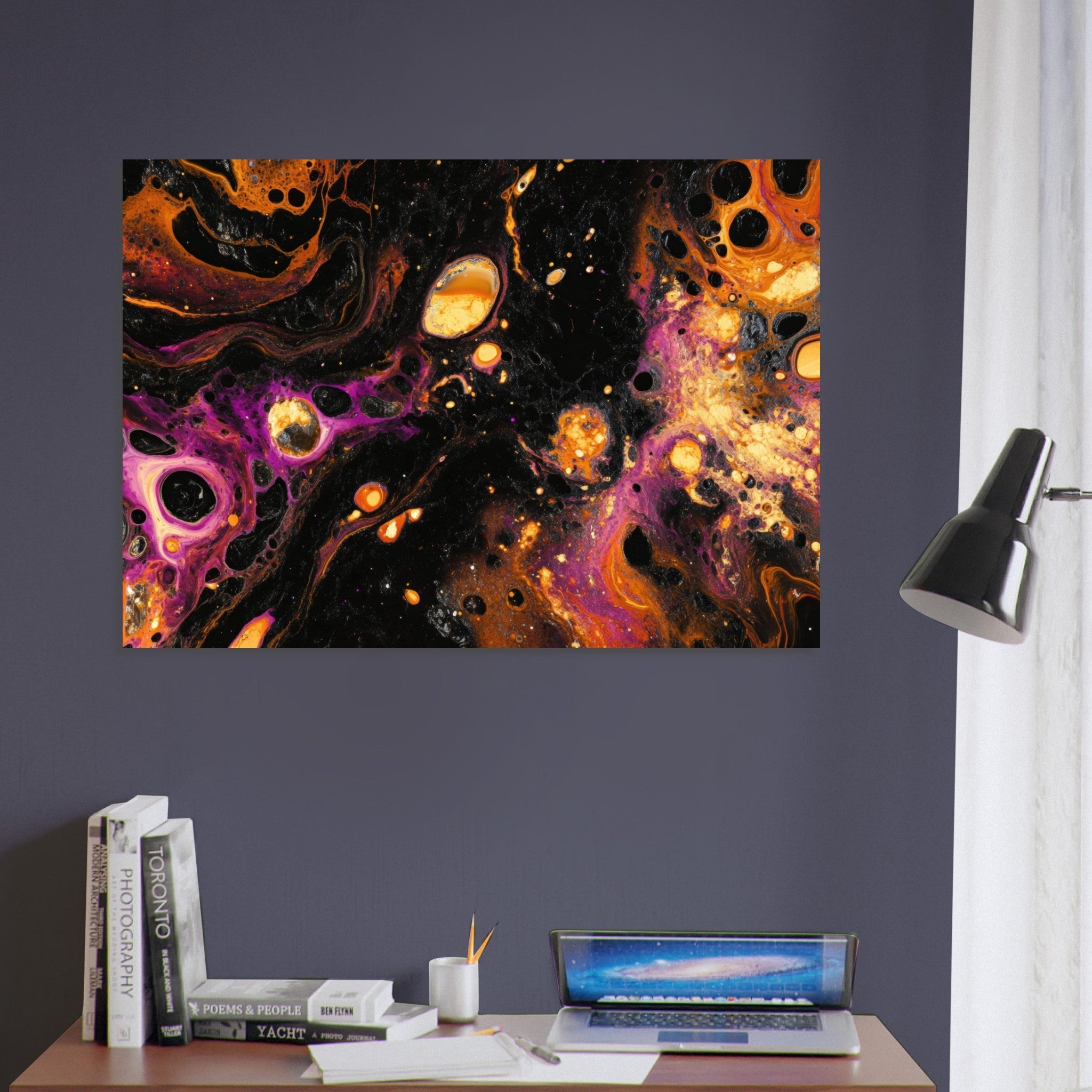 Aluminum Print Landscape - Chromatic Abyss A dark infinite void punctured 7 - Shop Ai Art WebShop - Digital Art online Store