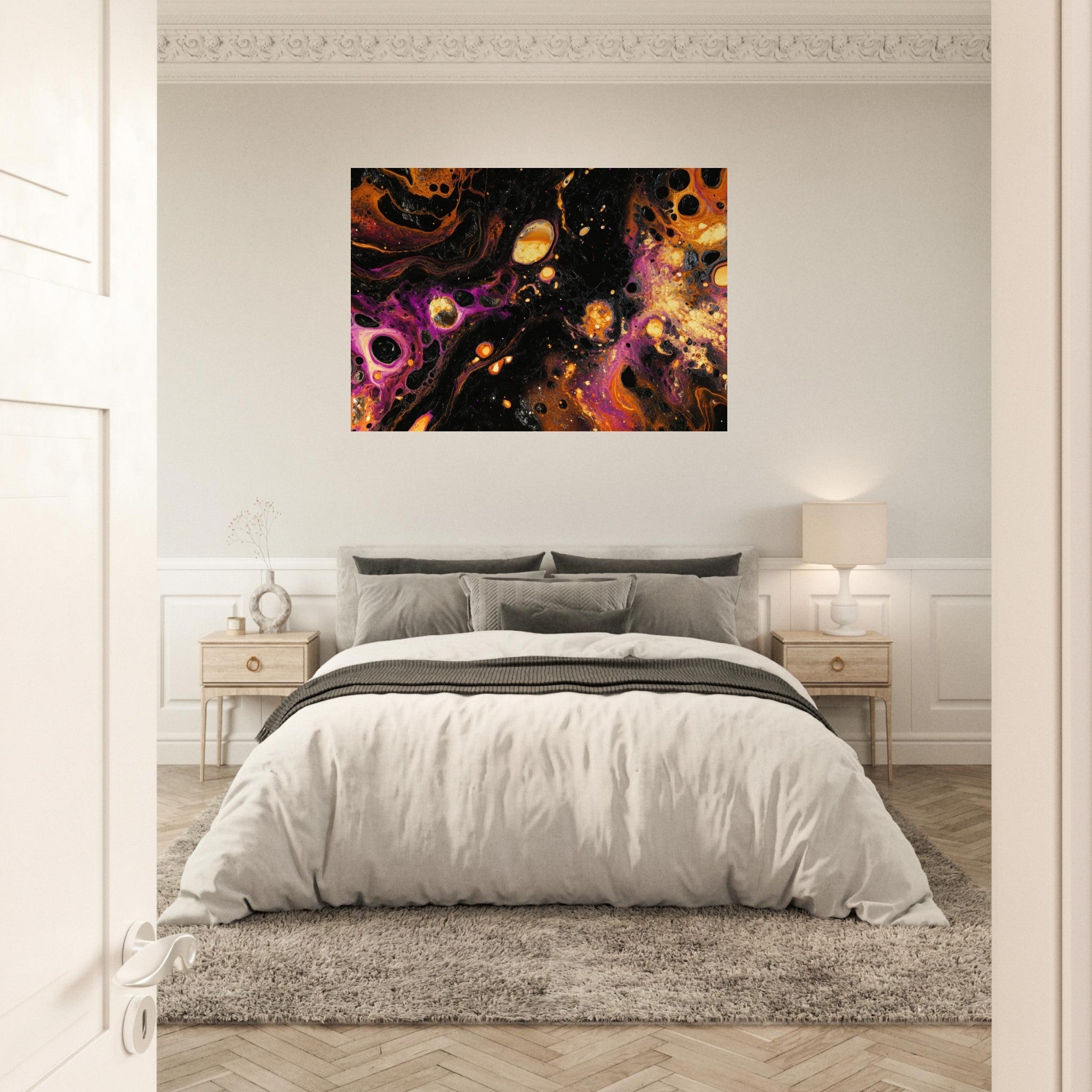 Aluminum Print Landscape - Chromatic Abyss A dark infinite void punctured 7 - Shop Ai Art WebShop - Digital Art online Store