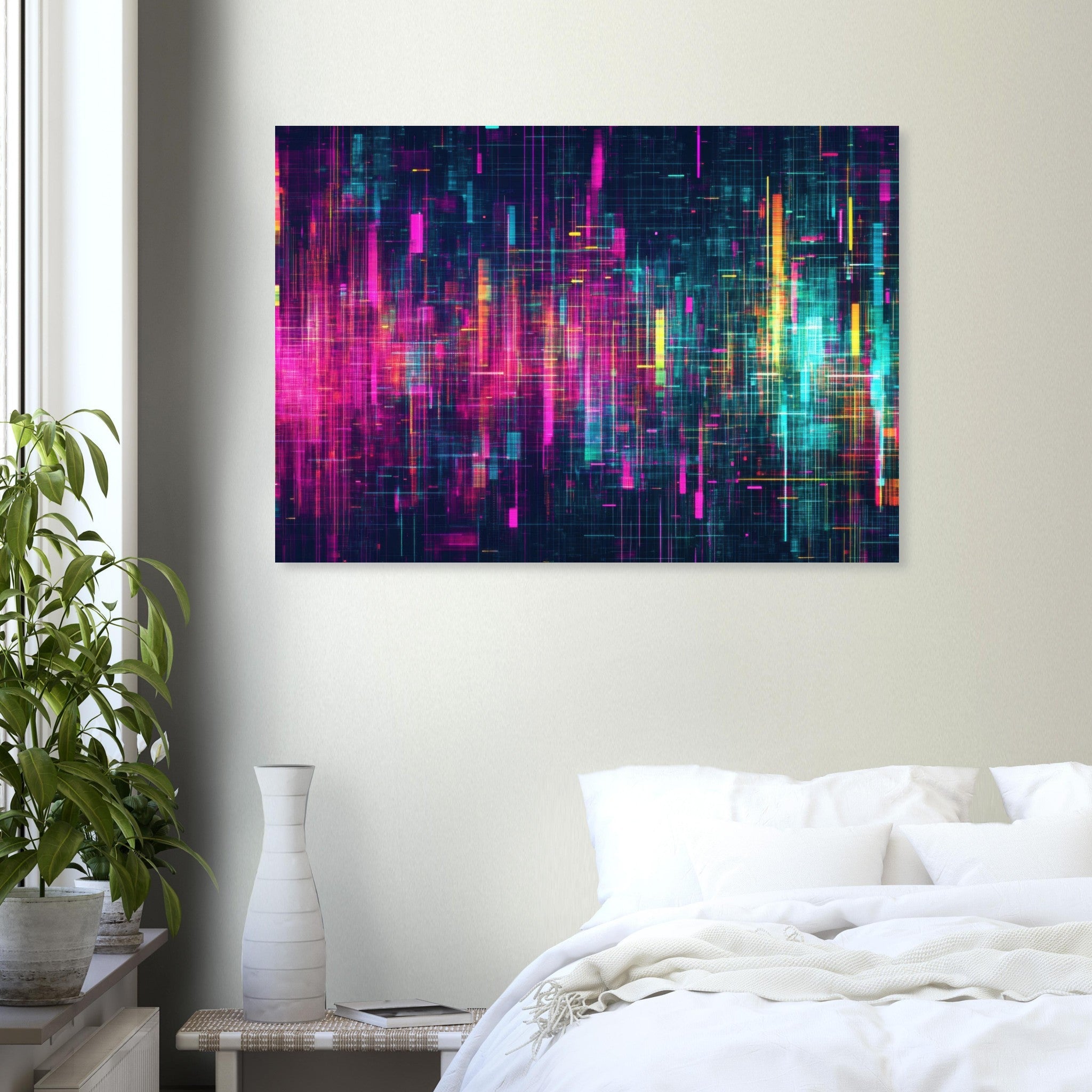 Aluminum Print Landscape - Digital Pulse A chaotic burst of pitch - inspired - Shop Ai Art WebShop - Digital Art online Store