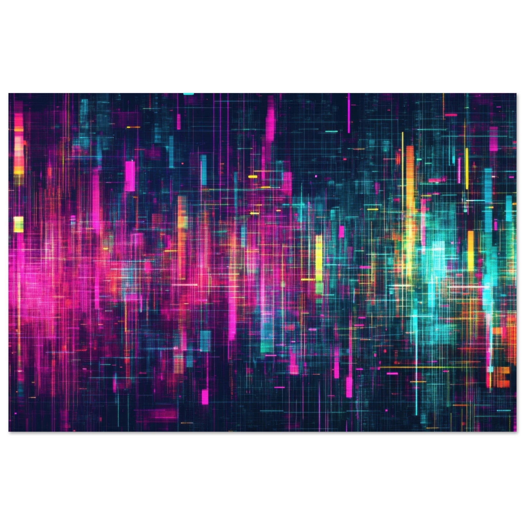 Aluminum Print Landscape - Digital Pulse A chaotic burst of pitch - inspired - Shop Ai Art WebShop - Digital Art online Store