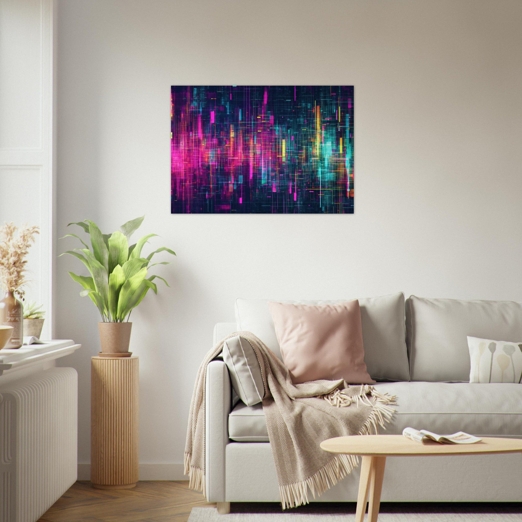 Aluminum Print Landscape - Digital Pulse A chaotic burst of pitch - inspired - Shop Ai Art WebShop - Digital Art online Store
