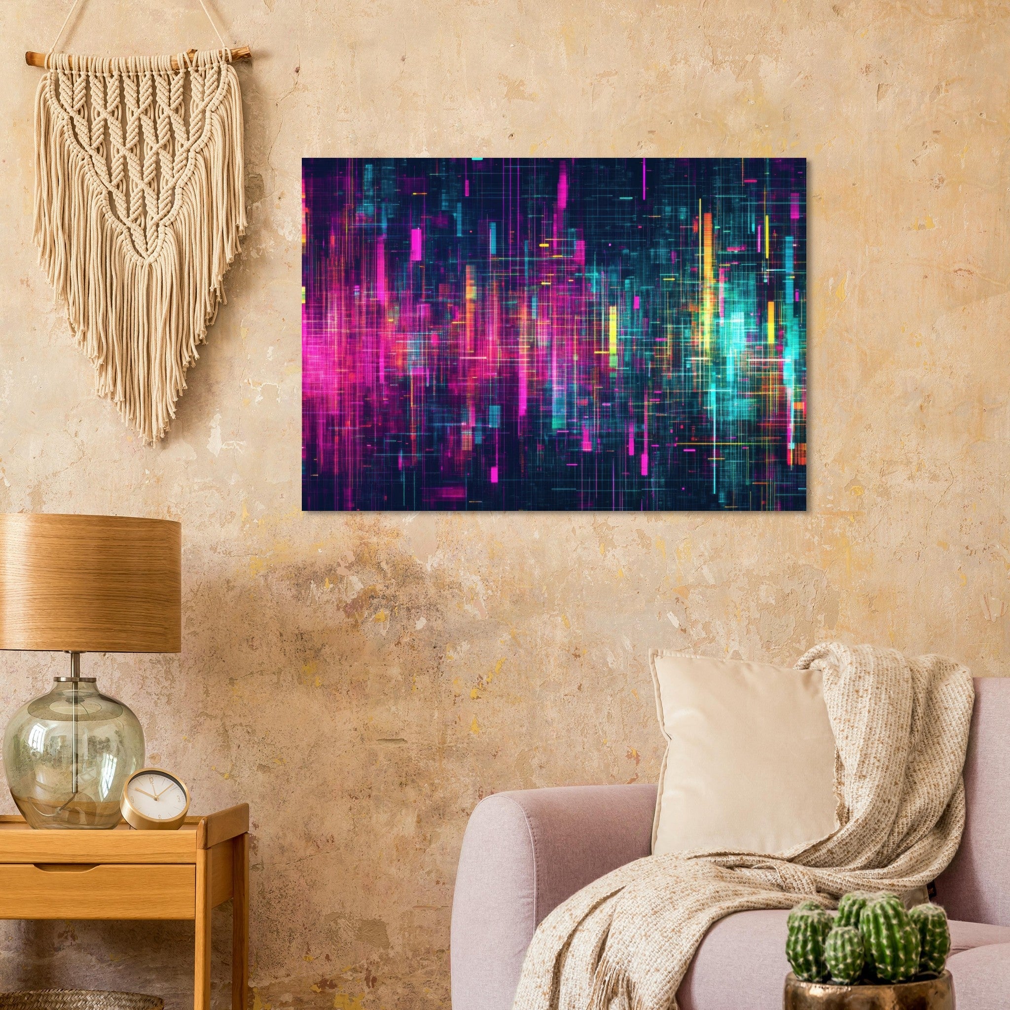 Aluminum Print Landscape - Digital Pulse A chaotic burst of pitch - inspired - Shop Ai Art WebShop - Digital Art online Store